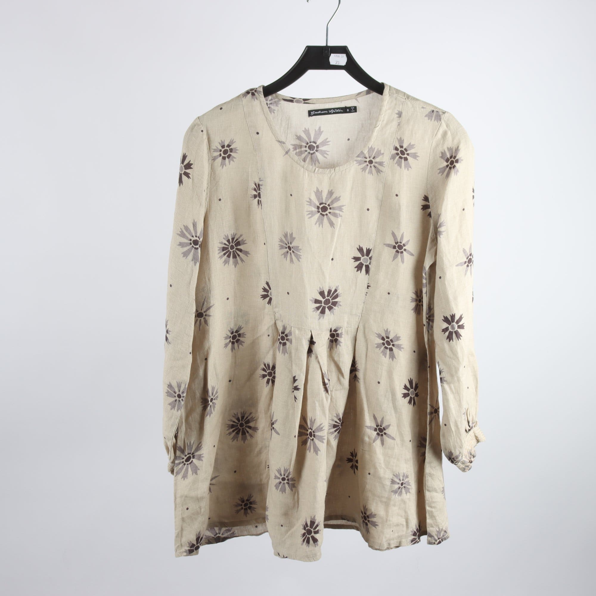 Blus/tunika, Gudrun Sjödén, beige, blommig, 100% linne, stl. S