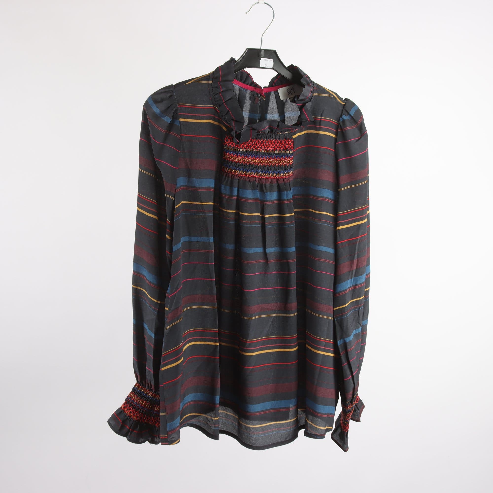 Blus, Noa Noa, flerfärgad, randig, 100% silke, stl. 42