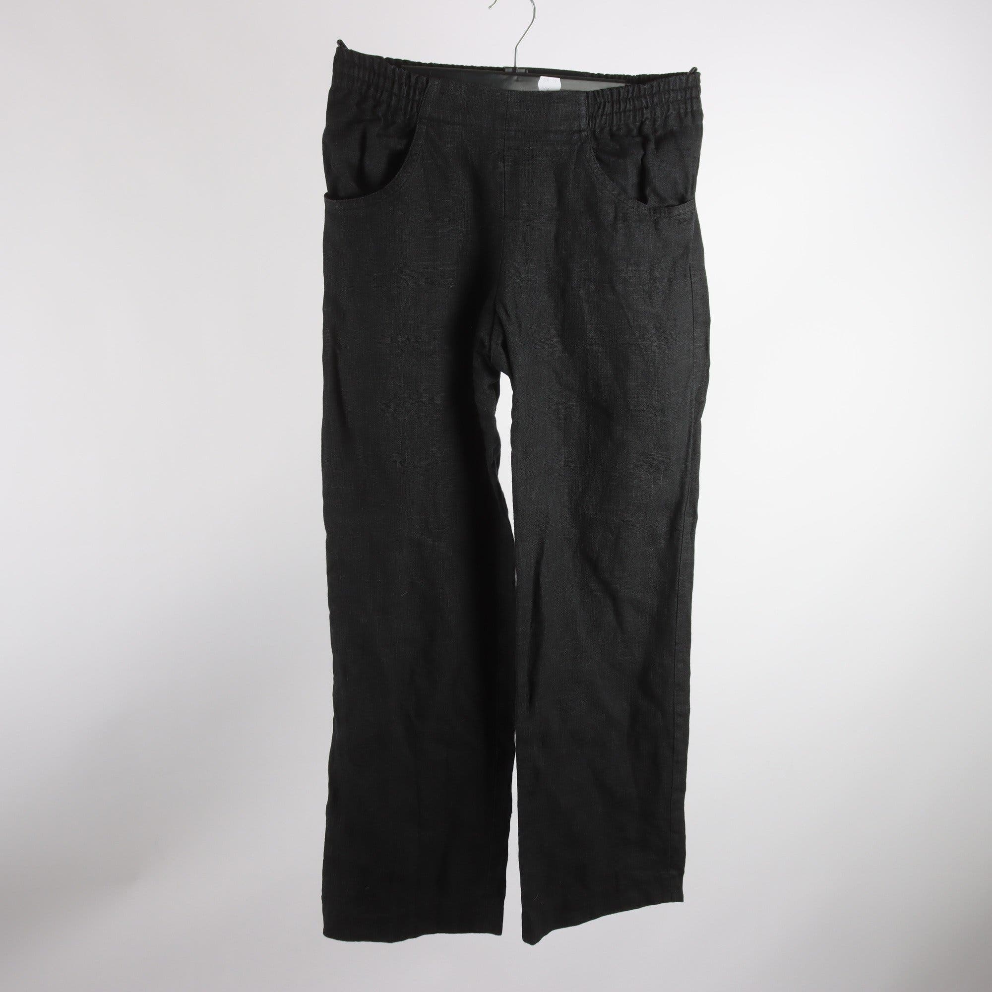 Byxor, K.U.S, svart, 100% lin, stl. S.