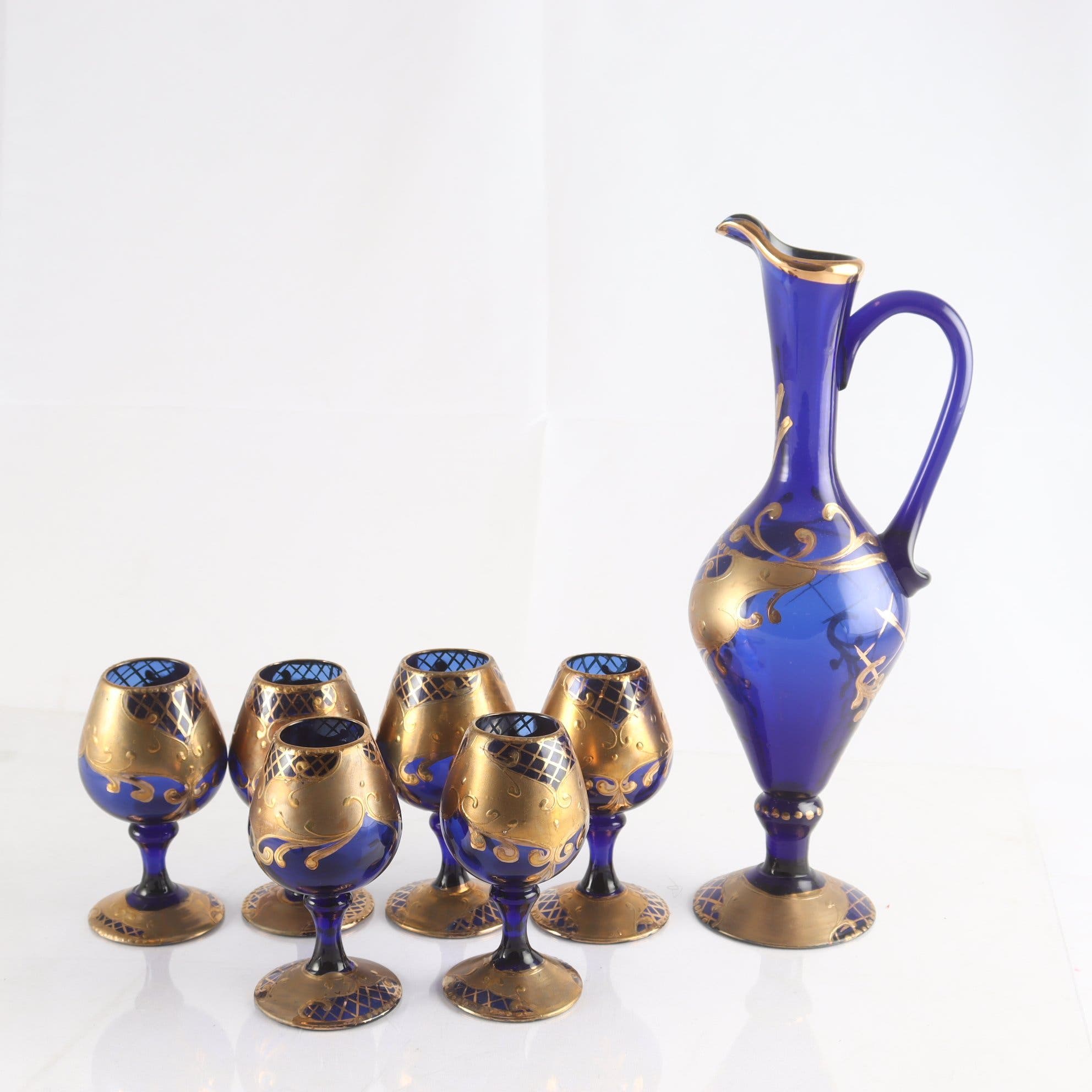 Kanna samt glas, Murano, Italien, 7 del. Samfraktas ej.