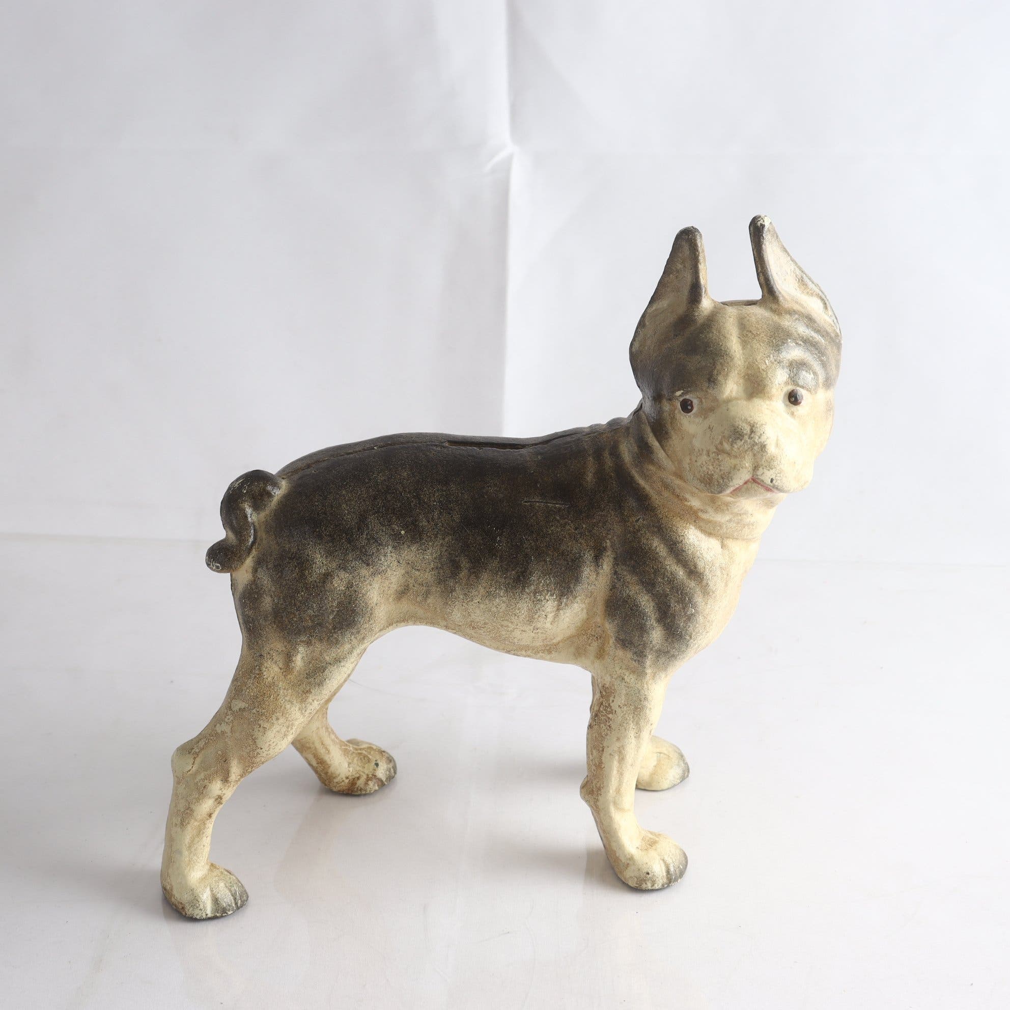Sparbössa, gjutjärn, Boston Terrier, 1900-tal. Samfraktas ej.