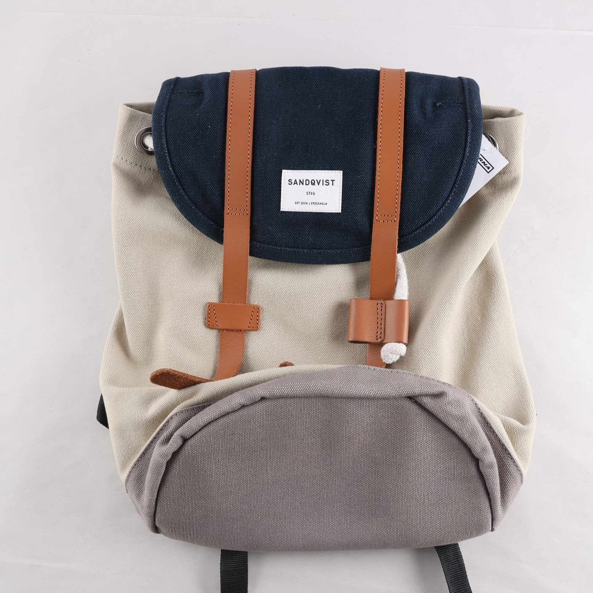 Ryggsäck, Sandqvist, blå, beige.