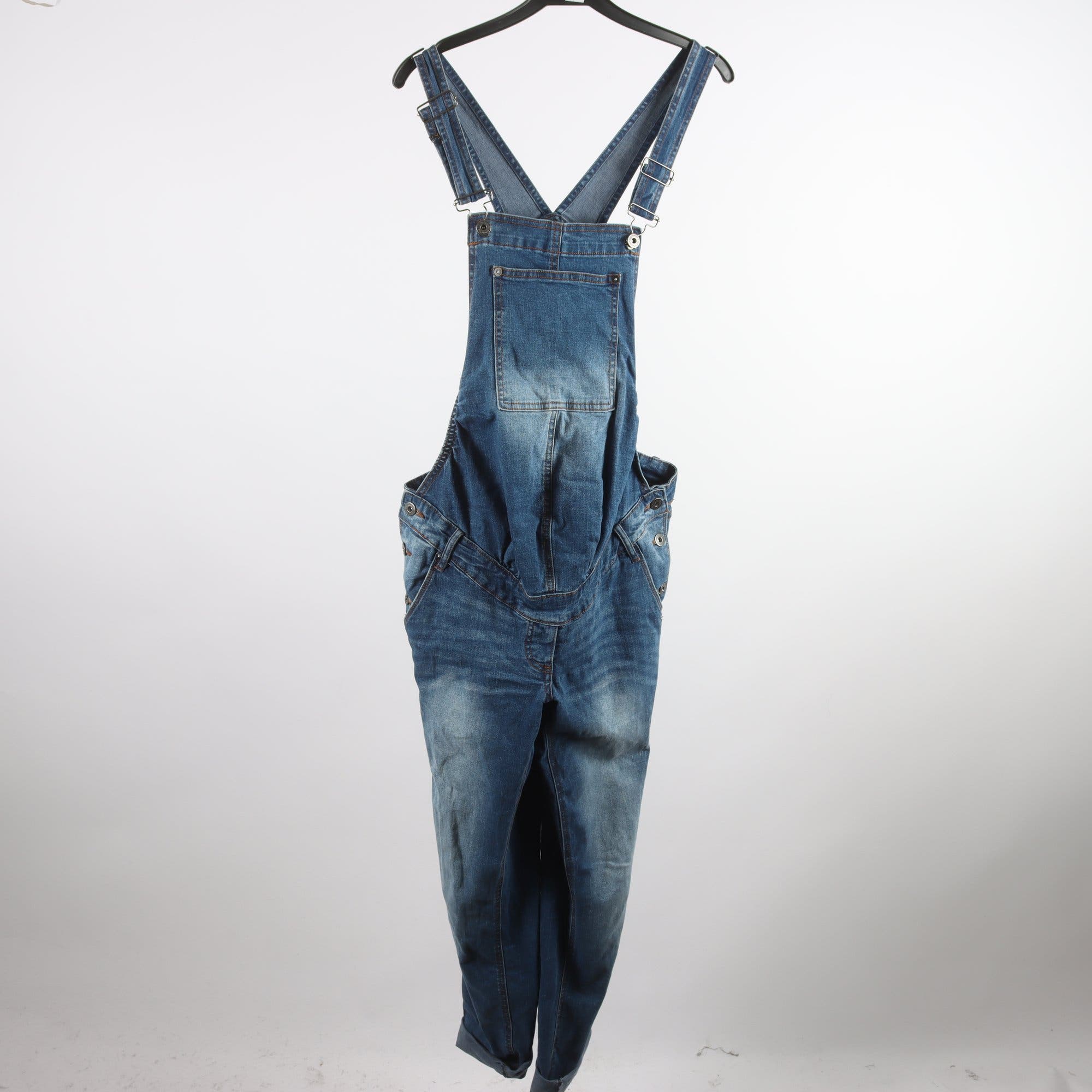 Hängselbyxor, BPC, blå, jeans, stl. 38.