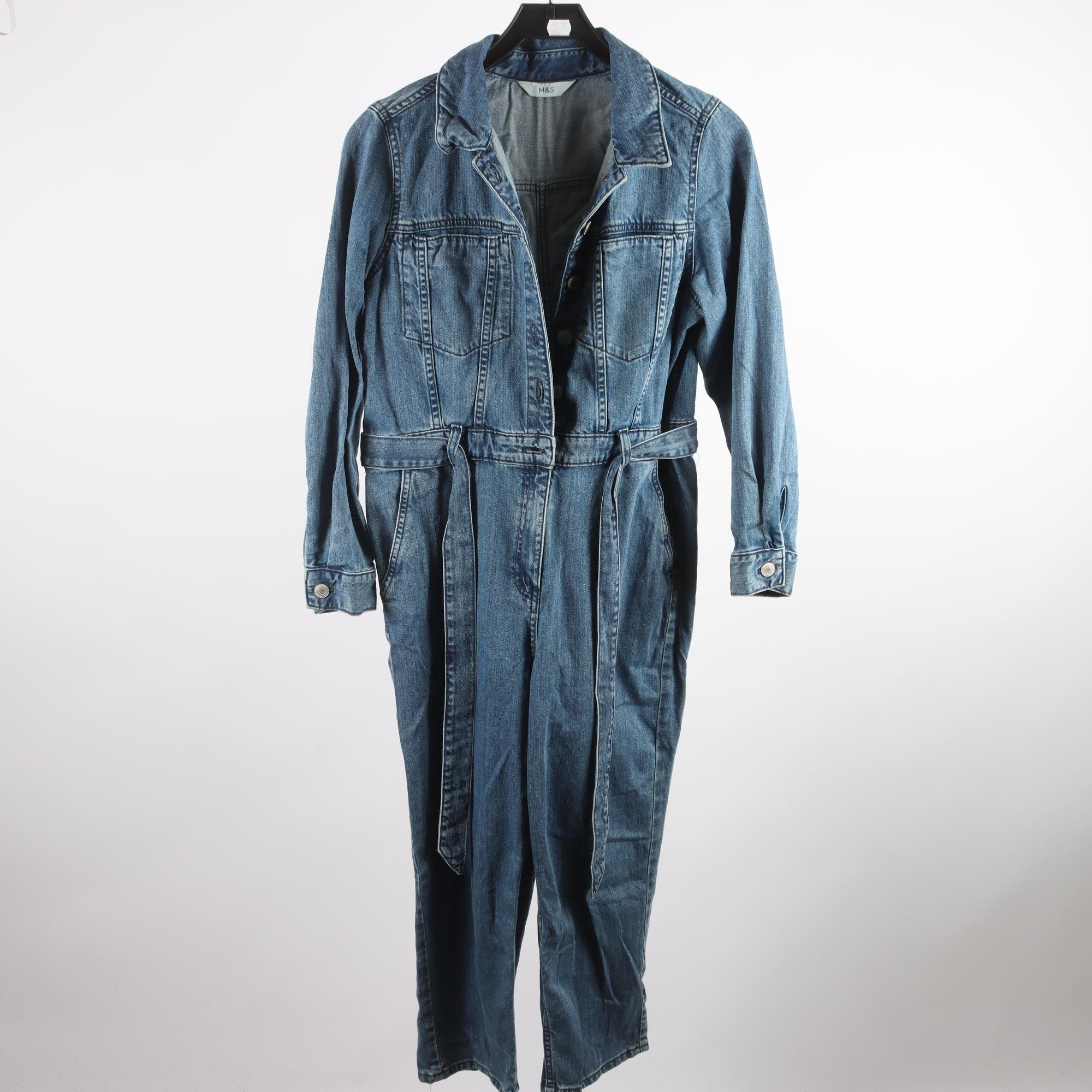 Byxdress, M&S, blå, jeans, stl. 40.
