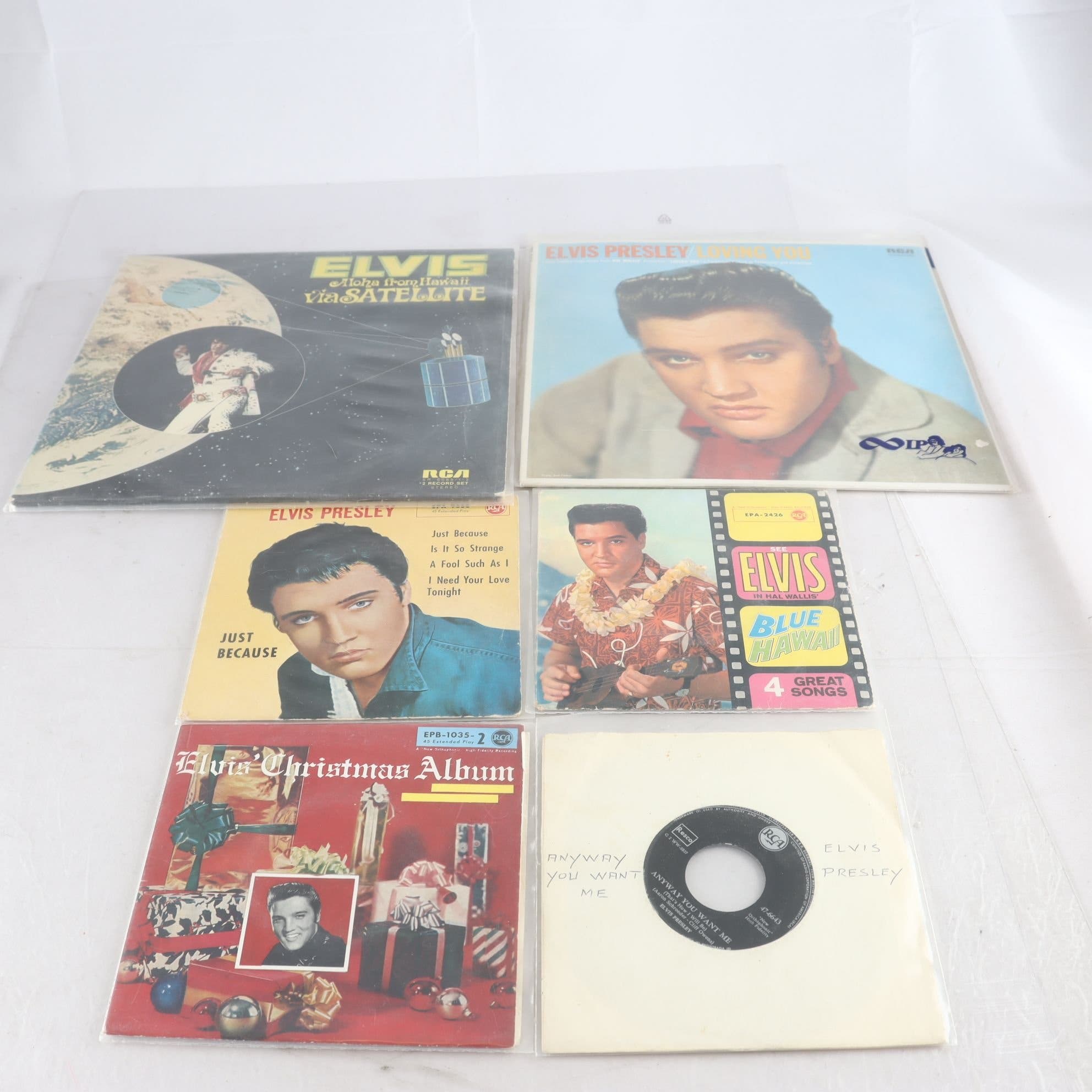 Elvis Presley-paket, LP-skivor och singlar, 6 st
