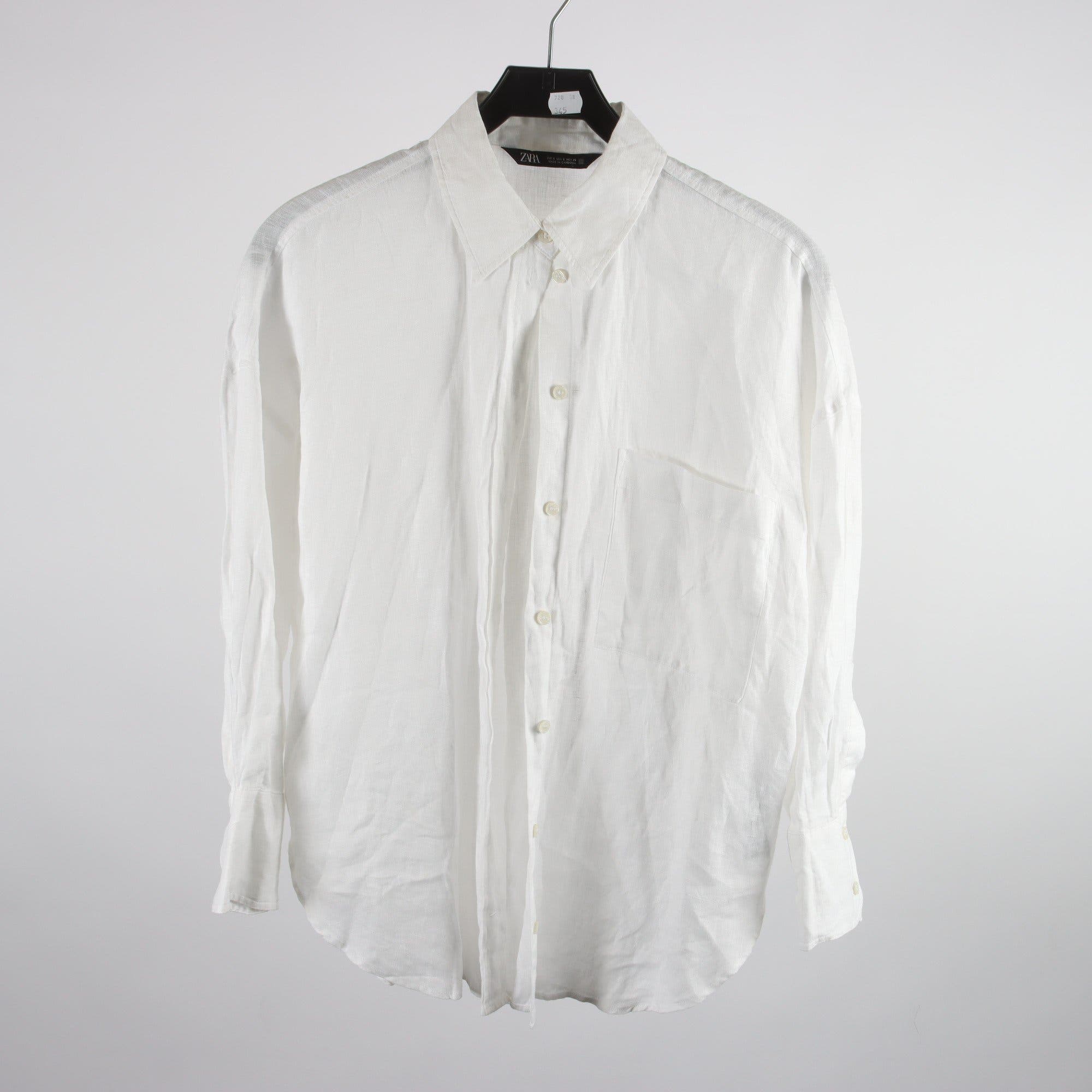 Blus, Zara, vit, 100% lin, stl. S.