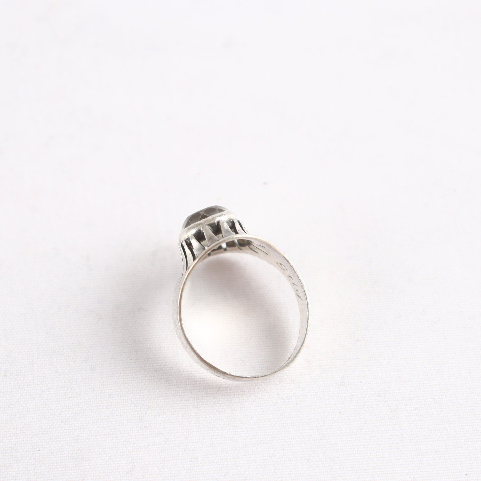 Ring, silver 835, slipad bergskristall, vintage