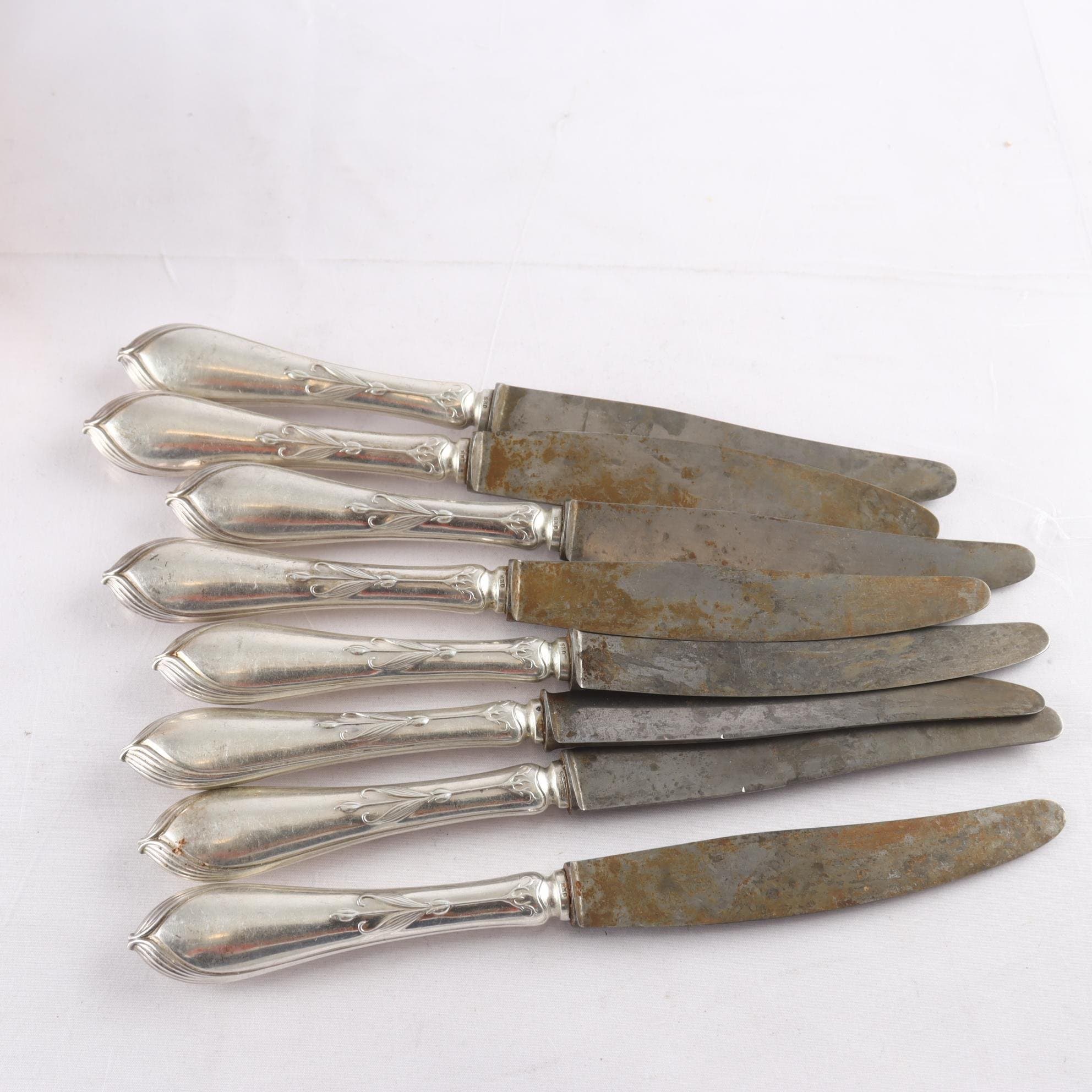 Knivar, rostfritt stål & silver, kattfot, 1907, art nouveau