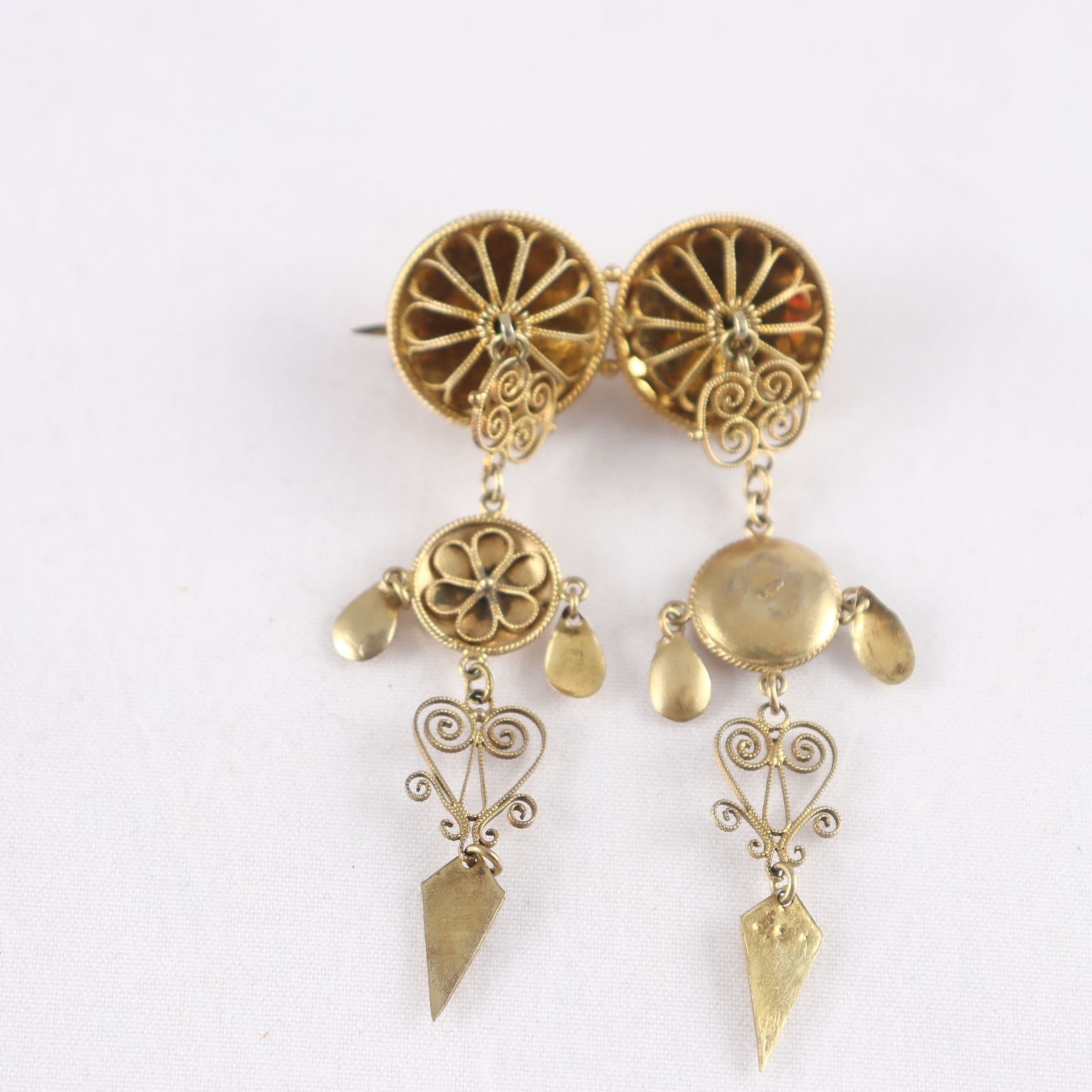 Brosch, dräktbrosch, silver 830, förgylld, filigran, vintage