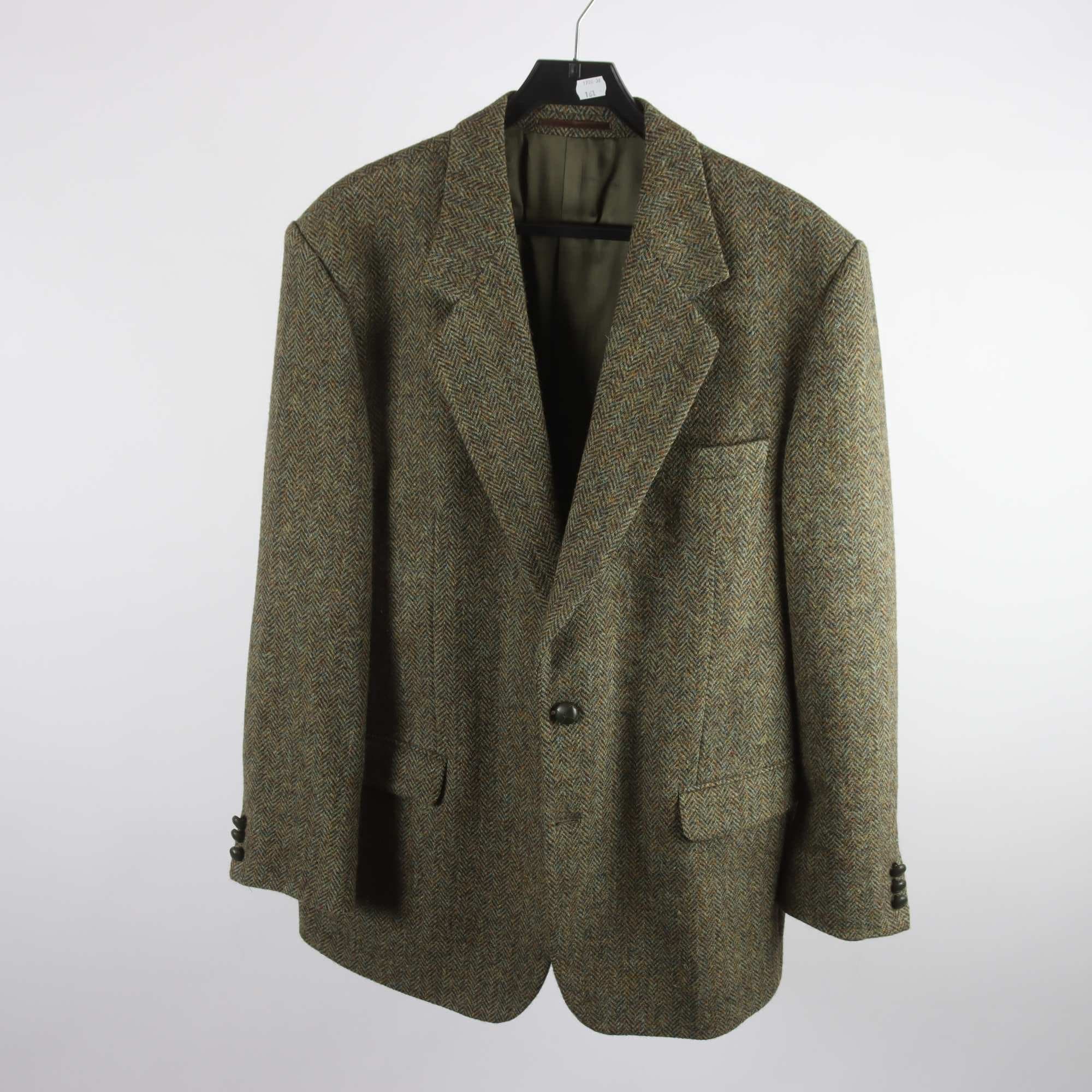 Kavaj, Harris Tweed, grön, fiskbensmönster, stl. 56