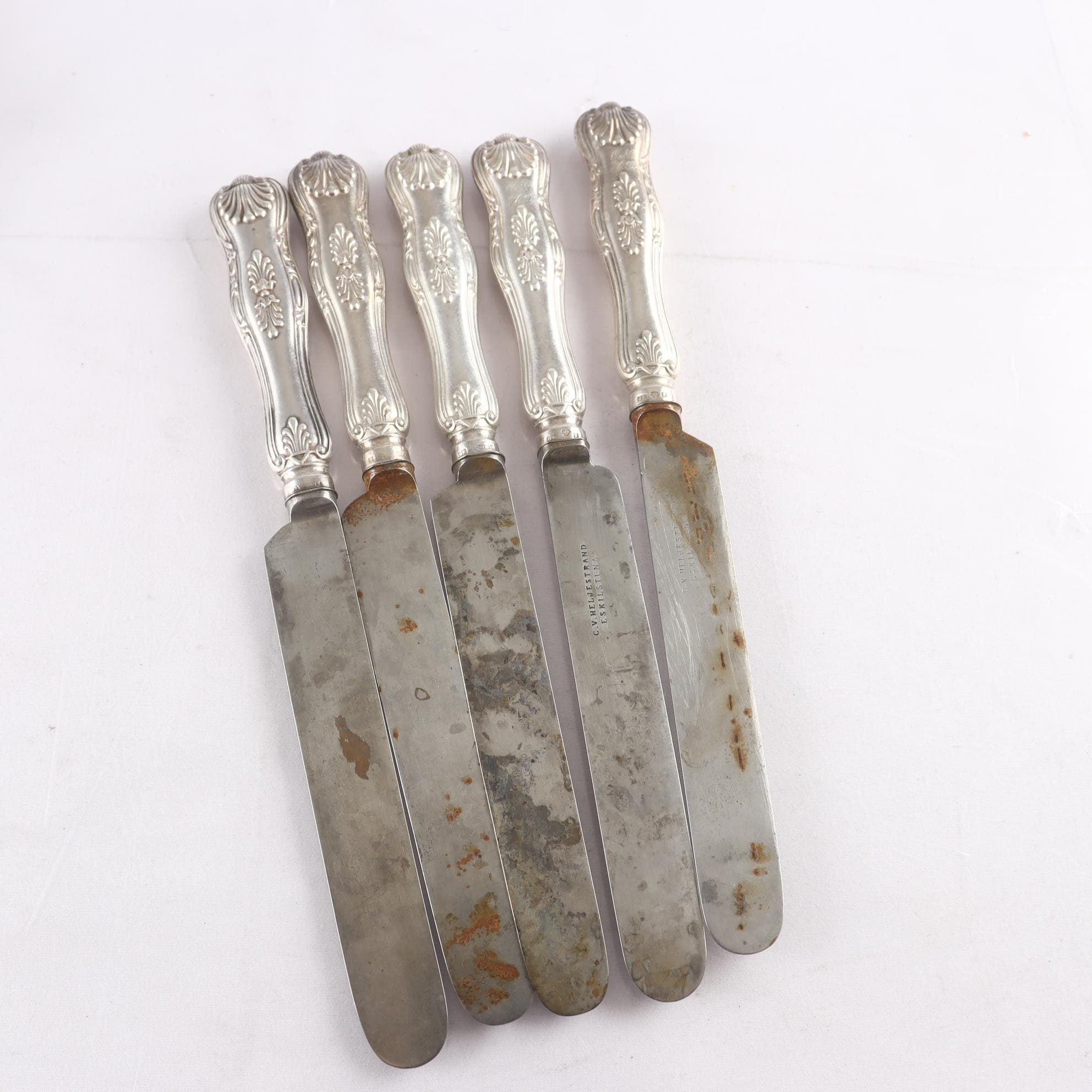 Knivar, rostfritt stål & silver, kattfot,1856