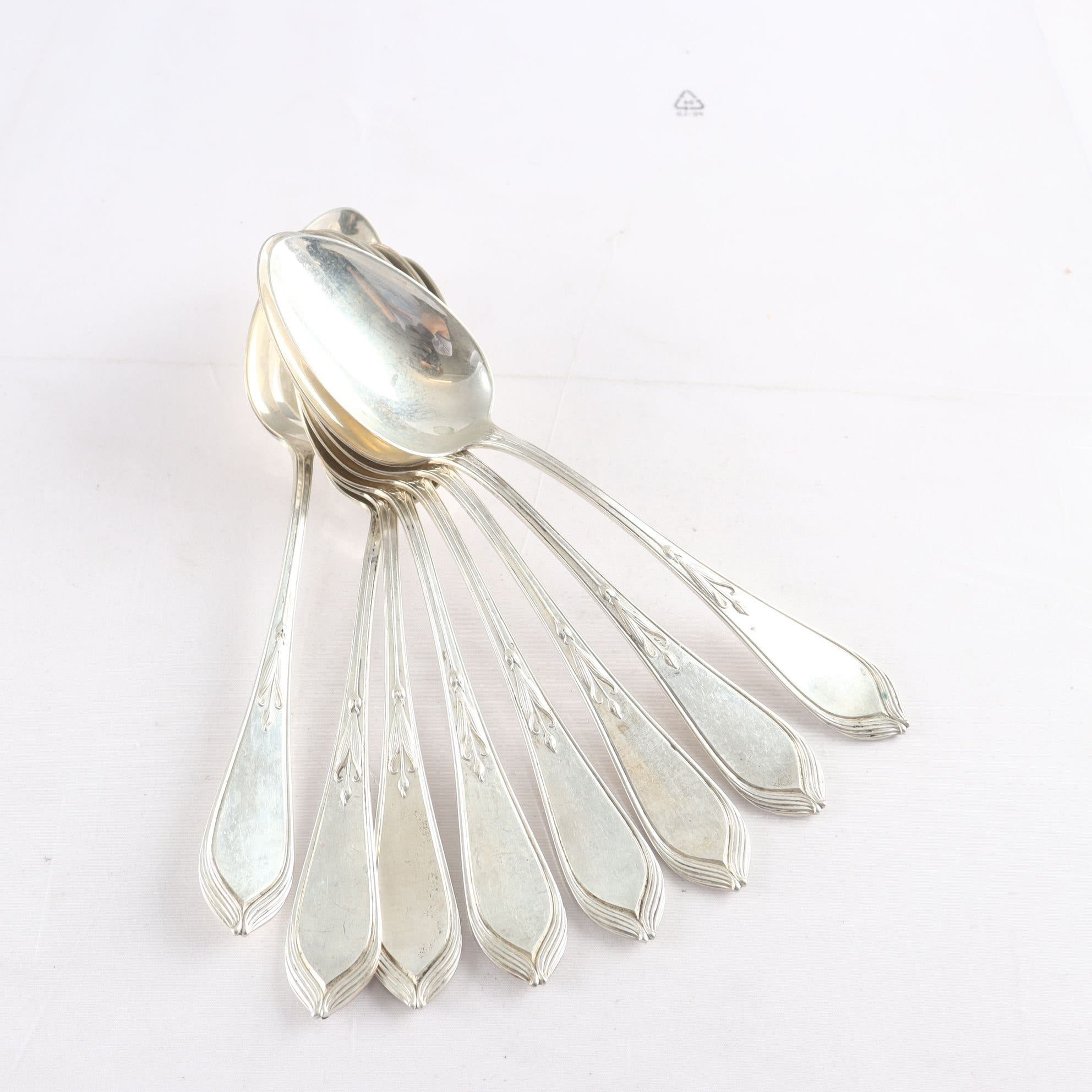 Skedar, silver, kattfot, 1907, art nouveau