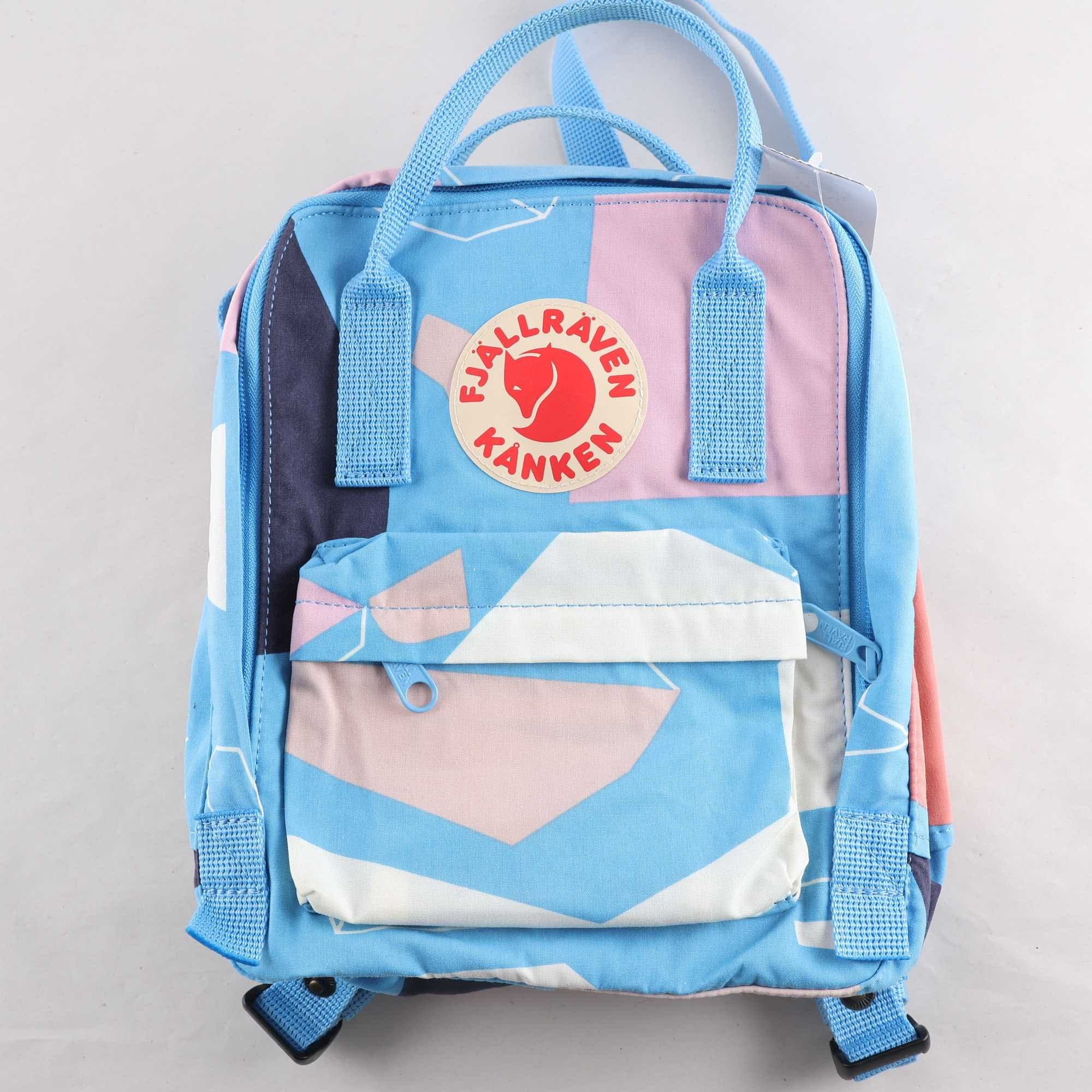 Ryggsäck, Fjällräcen, Kånken, blå, rosa.