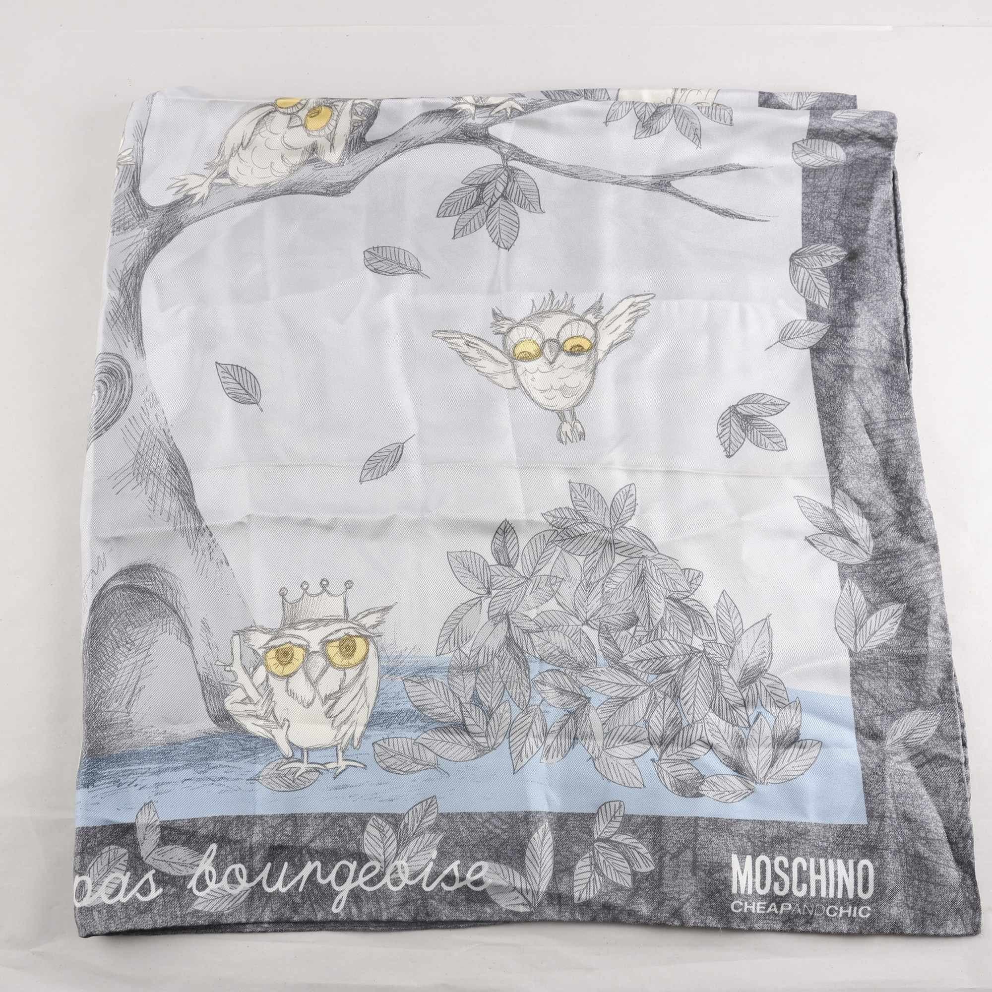Scarf, Moschino. grå, blå, vit, mönstrad