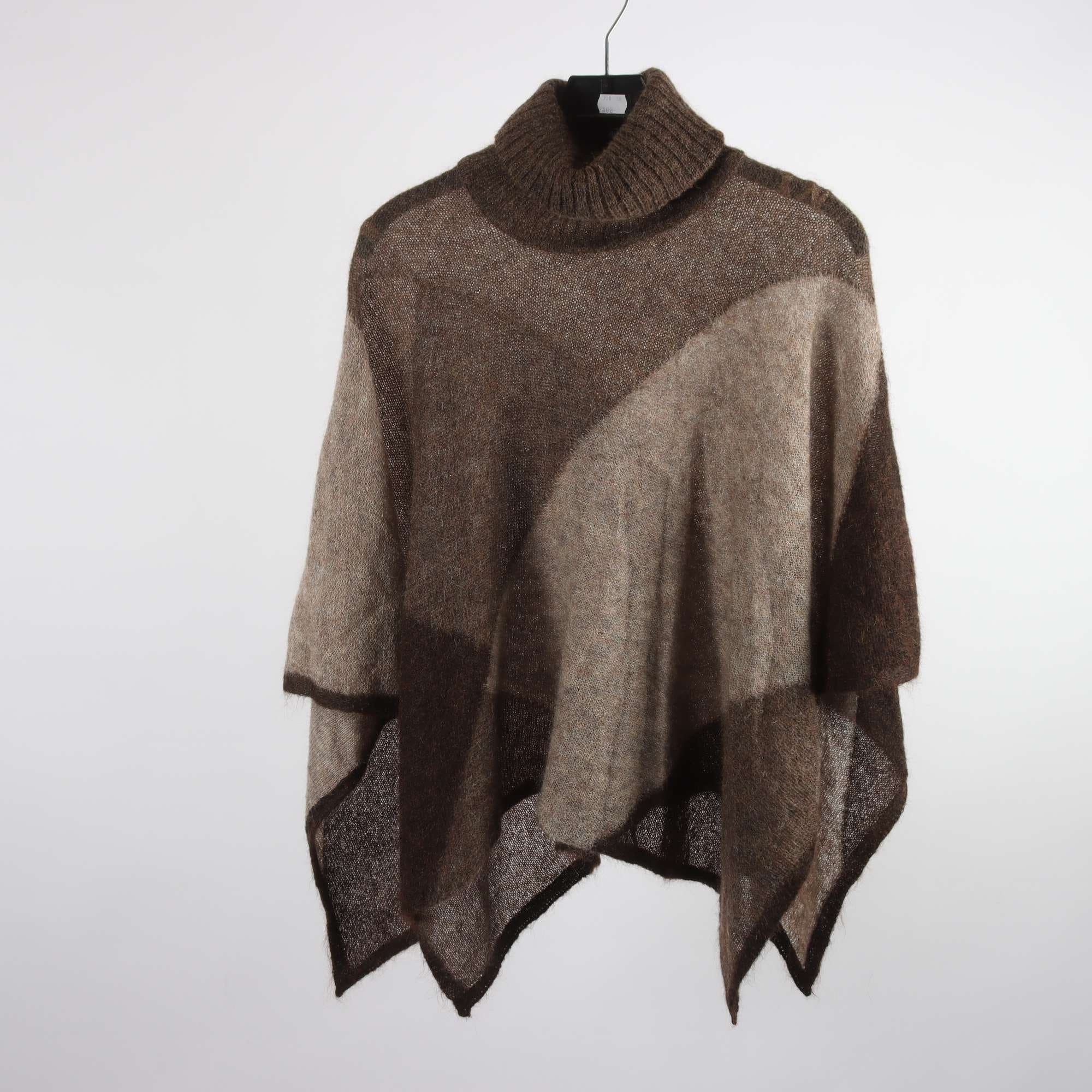 Poncho, Caractere, brun, ull, mohair, brun, stl. one size.