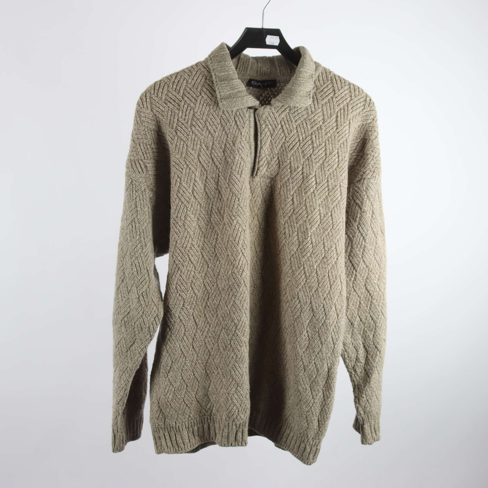 Tröja, Gant, gråbeige, 100% ull, stl. M