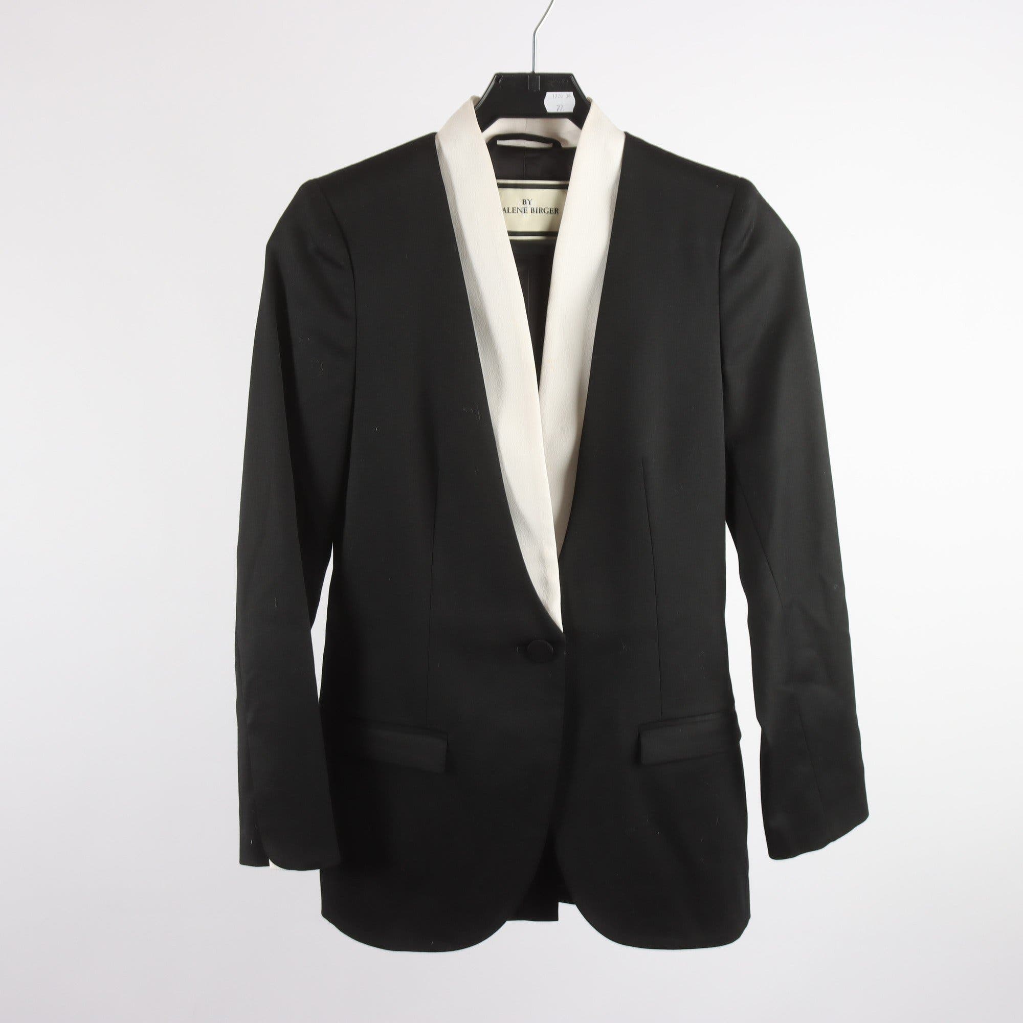 Kavaj, By Malene Birger, svart, vit, stl. 34