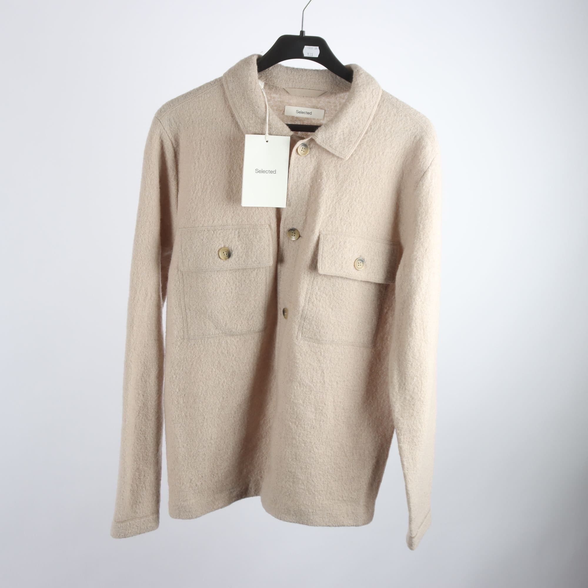 Overshirt, Selected, beige, 100% ull, stl. L