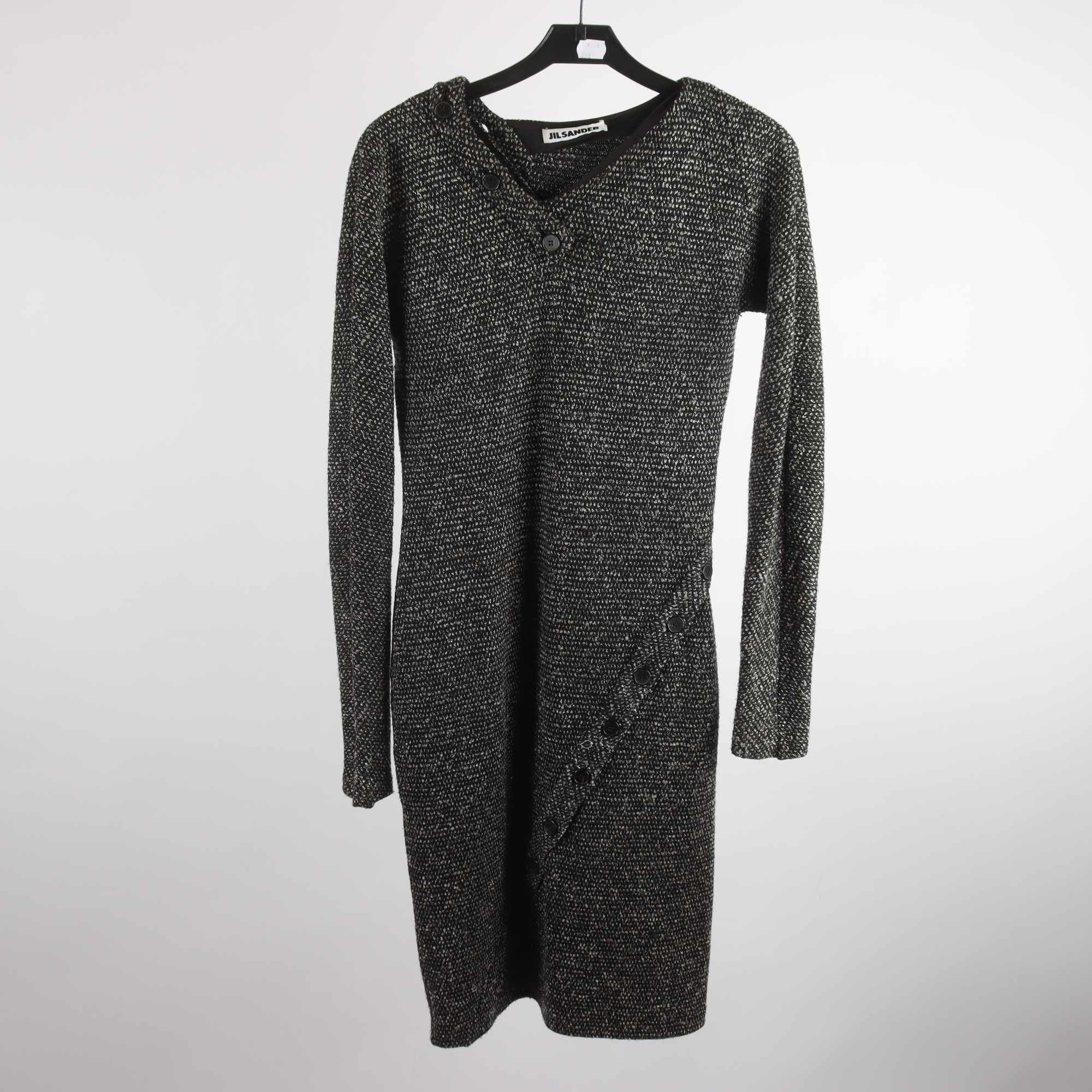 Klänning, Jil Sander, grå, svart, ullmix, stl. 36.