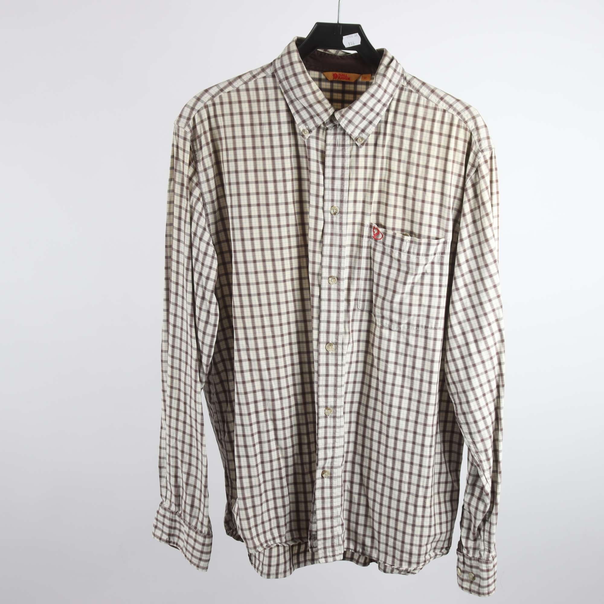 Skjorta, Fjällräven, brun, vit, rutig, stl. XL