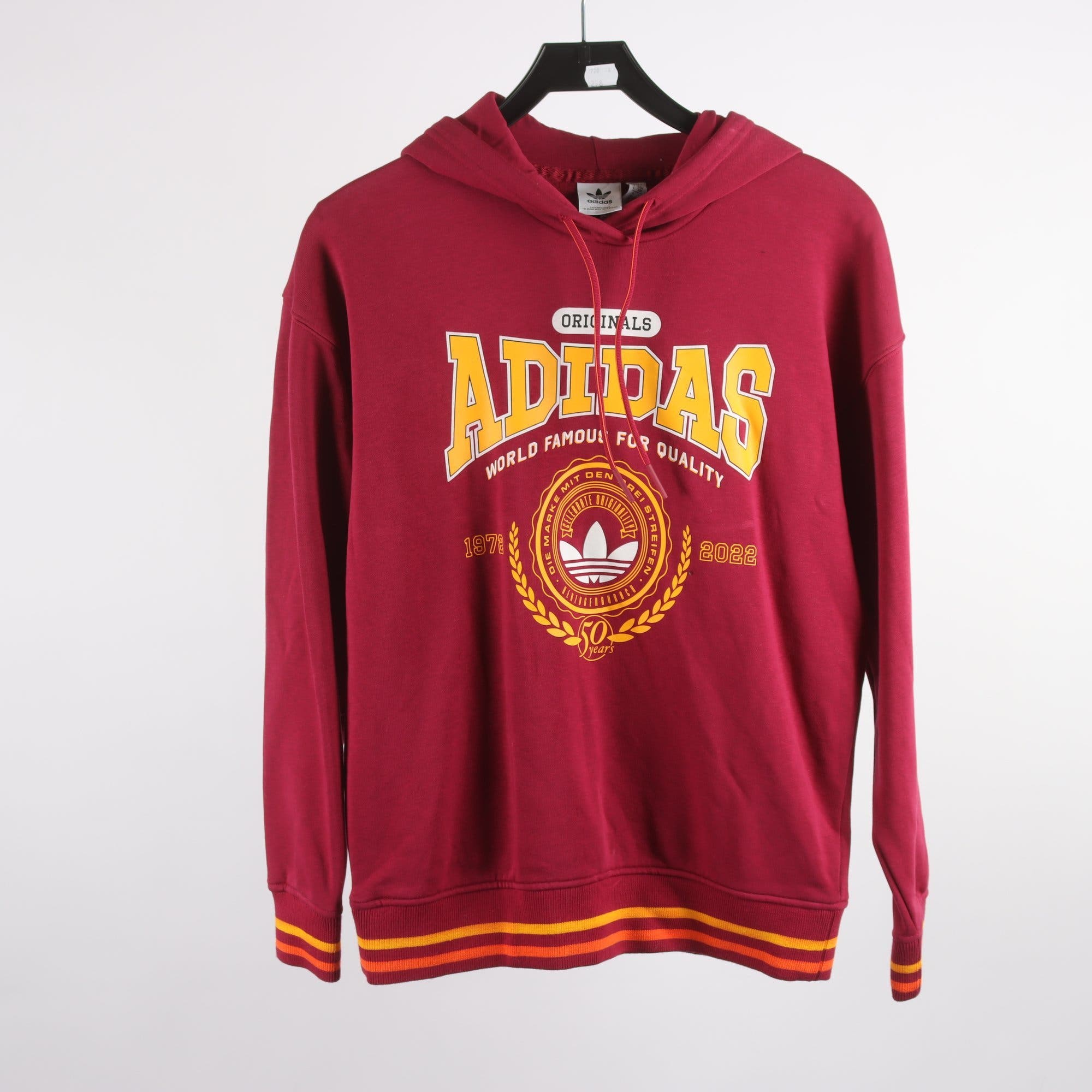Hoodie, Adidas, vinröd, oversize, stl. 36.