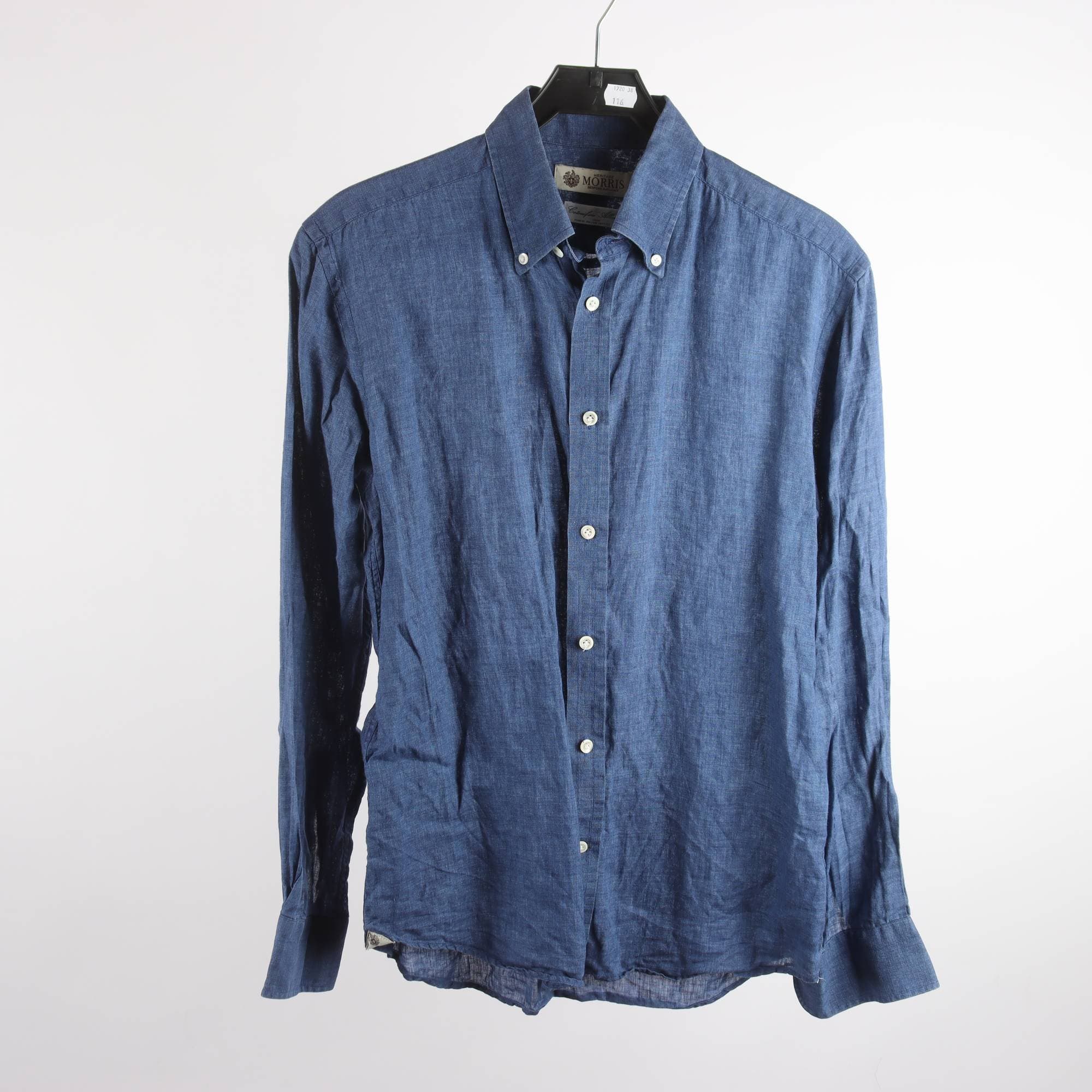 Skjorta, Morris, blå, 100% linne, stl. 40 (M)