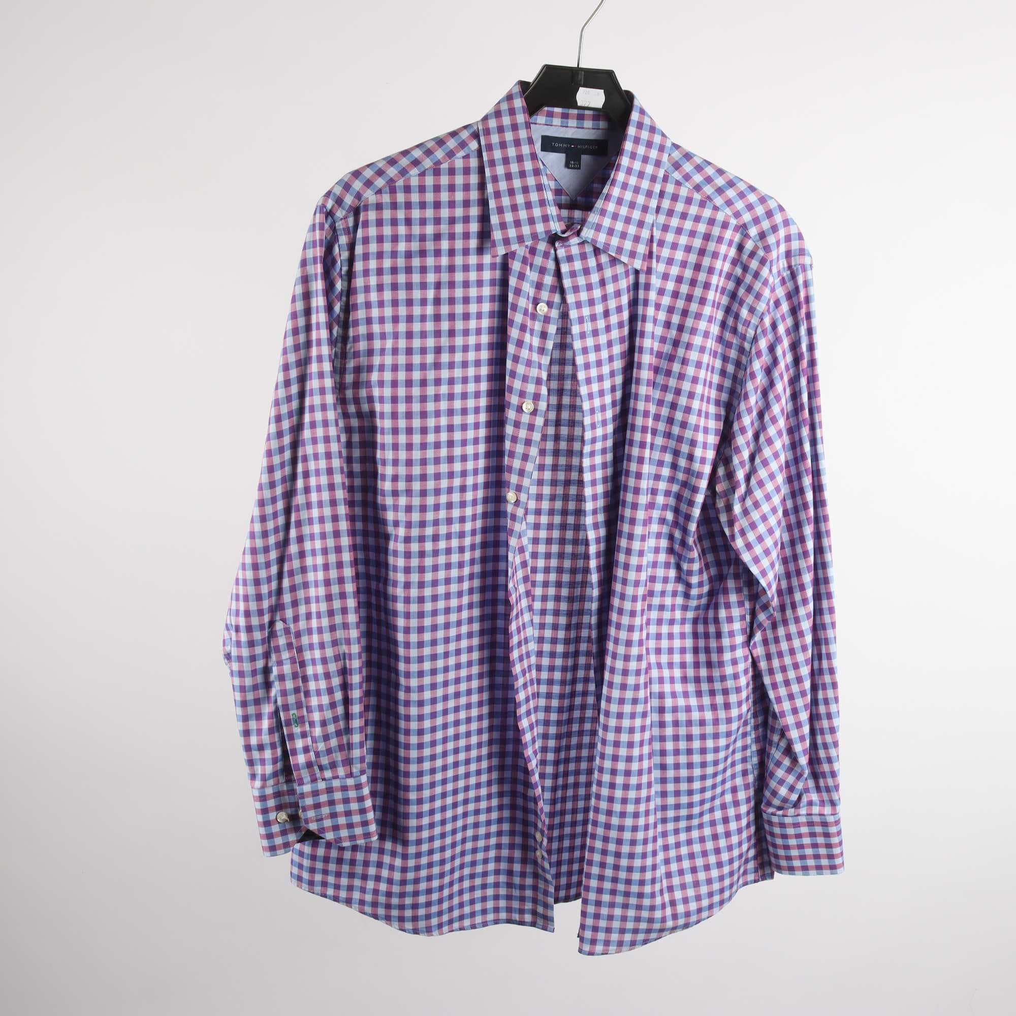 Skjorta, Tommy hilfiger, rutig, blå, stl. 32-33.