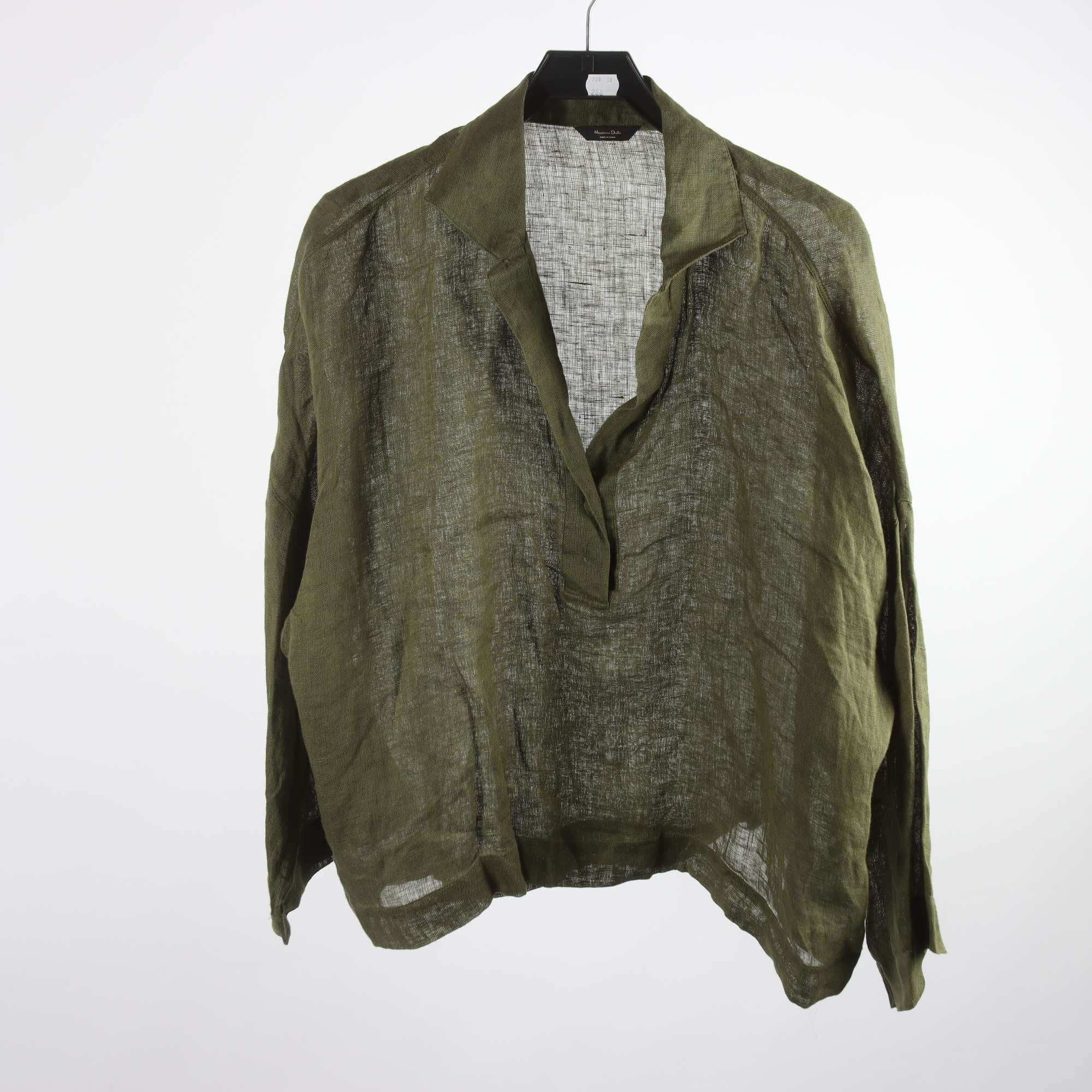 Blus, Massimo Dutti, grön, 100% lin, stl. L.
