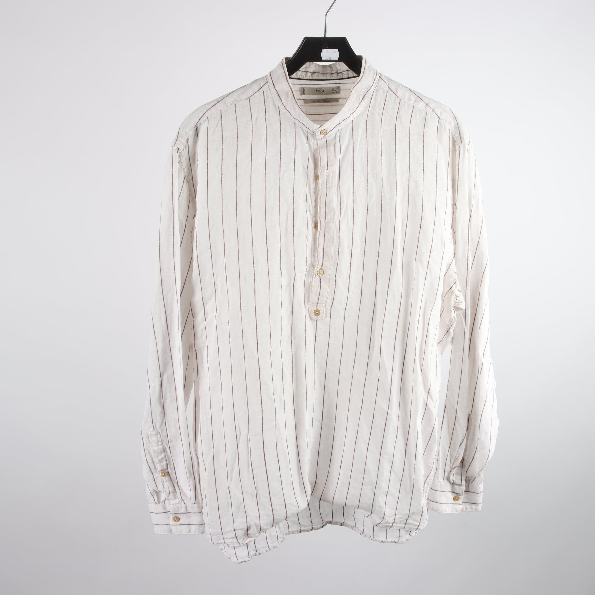 Skjorta, Mng, benvit, 100% lin, stl. XL.
