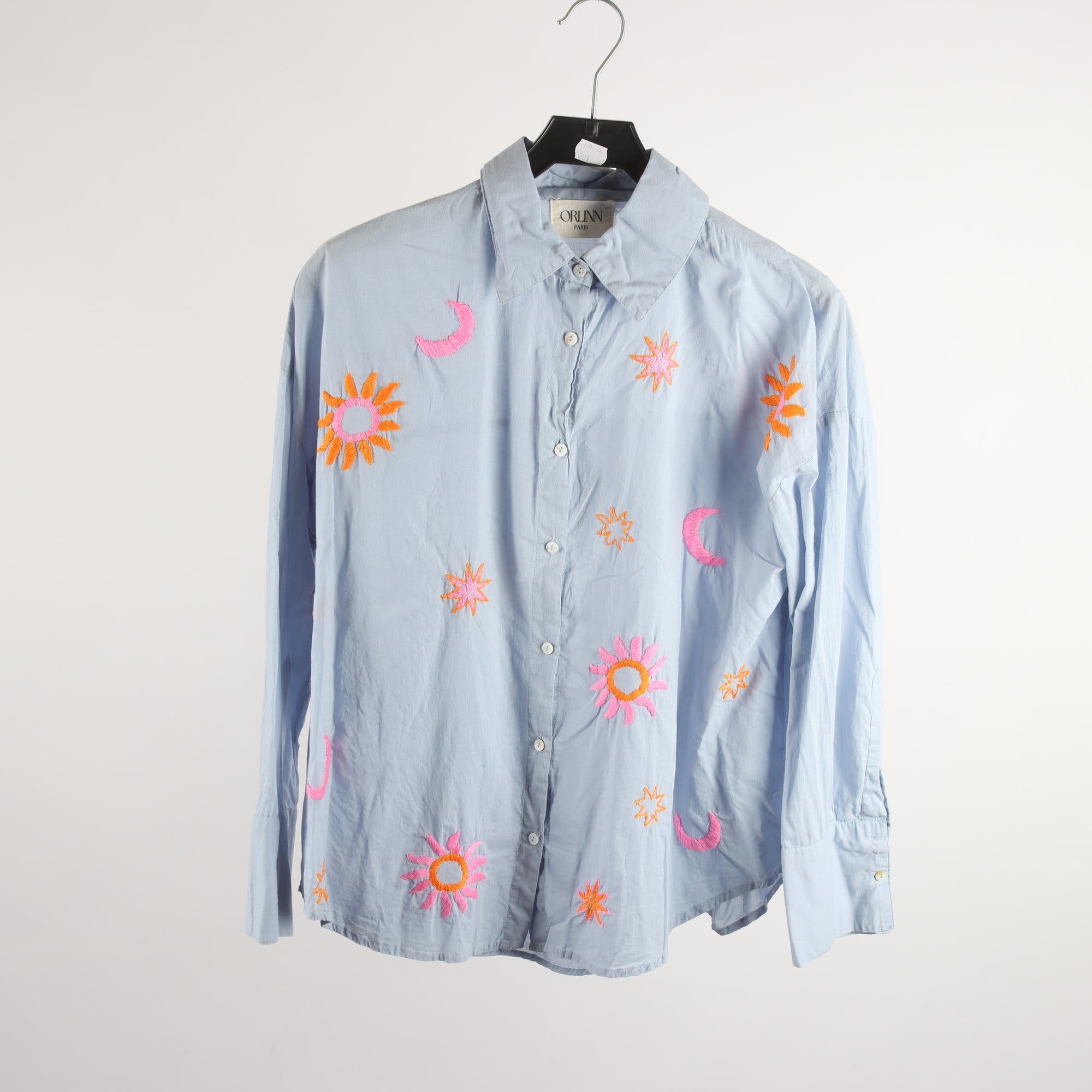 Blus, Orlinn, blå, broderad, stl. ca. S/M.