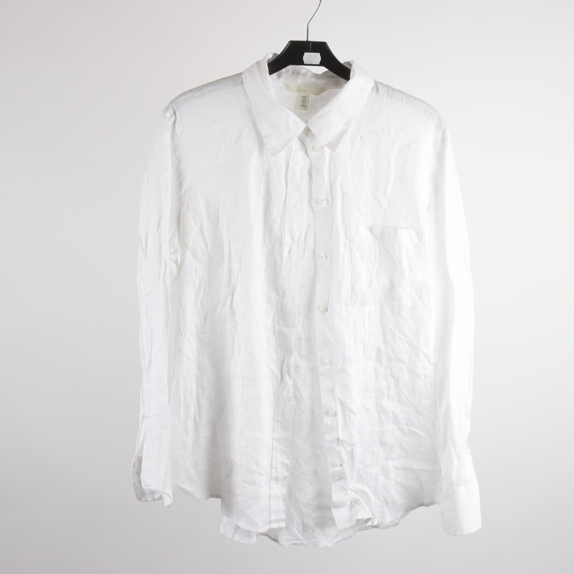 Blus, H&M, vit, 100% lin, stl. M.