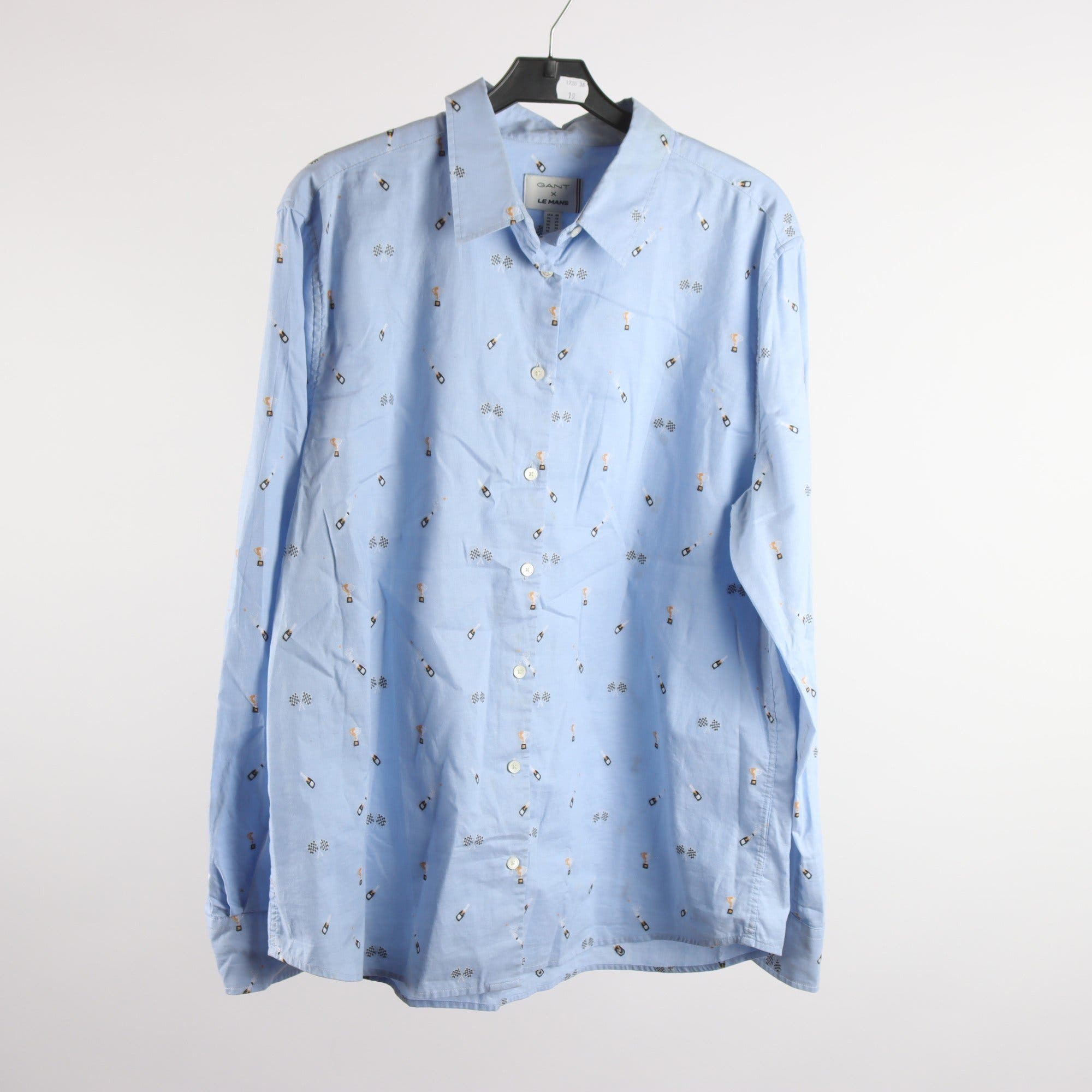 Blus, Gant x Le mans, blå, mönstrad, stl. 46