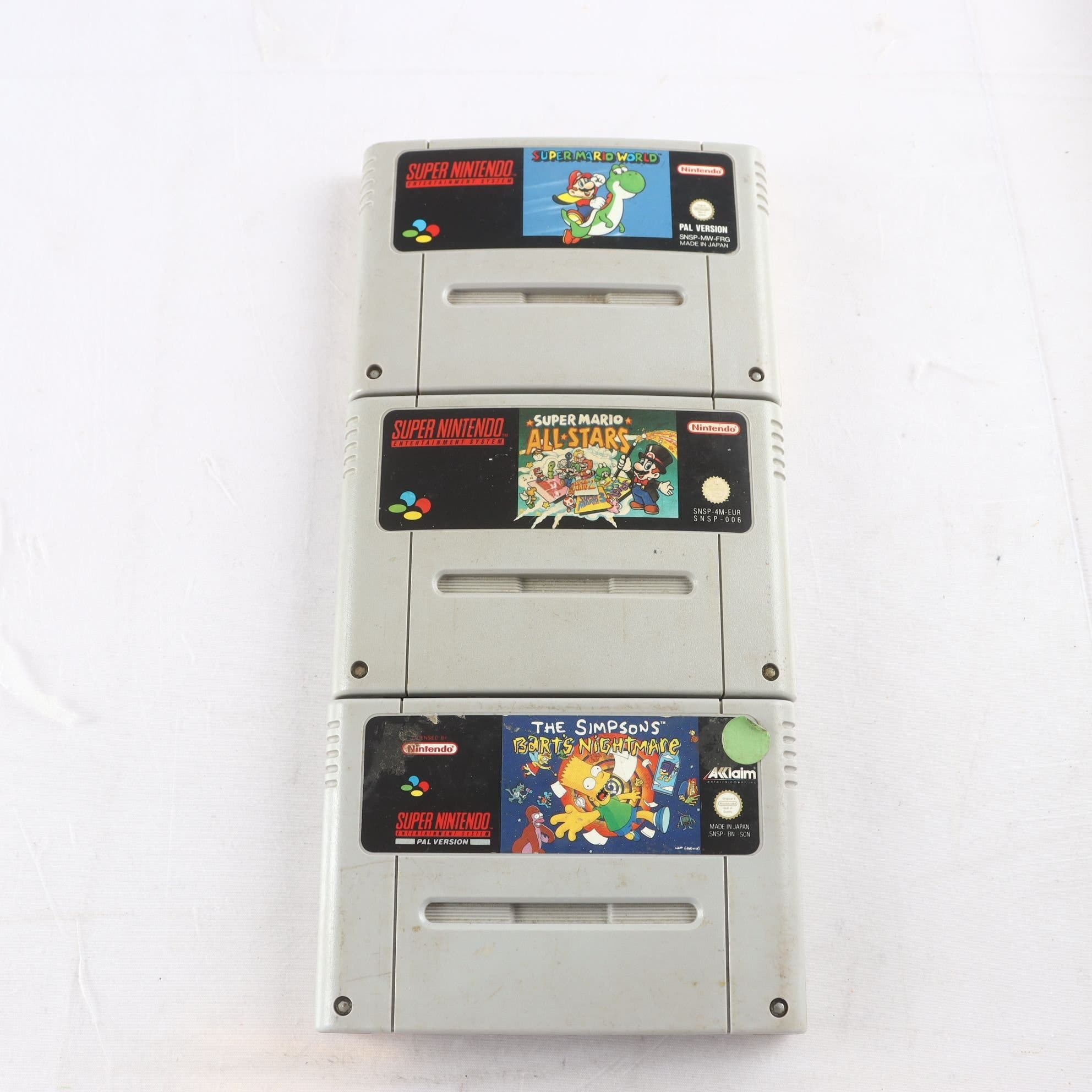 Spel, Super Nintendo. Mario, Simpsons.