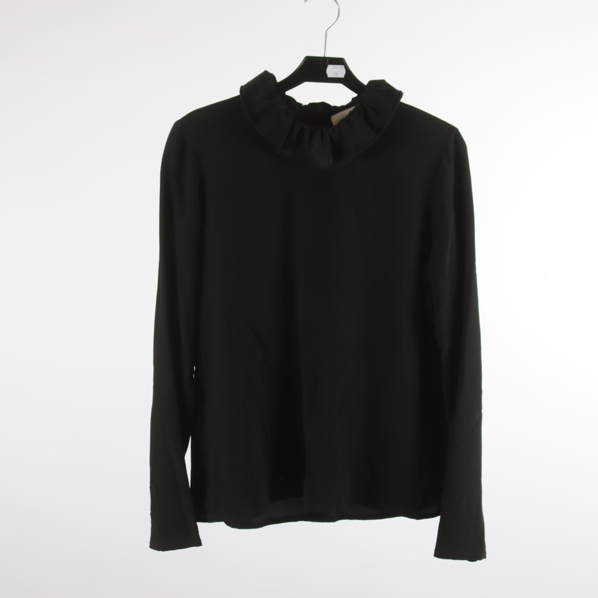 Blus, Greta, svart, 100% silke, stl. S