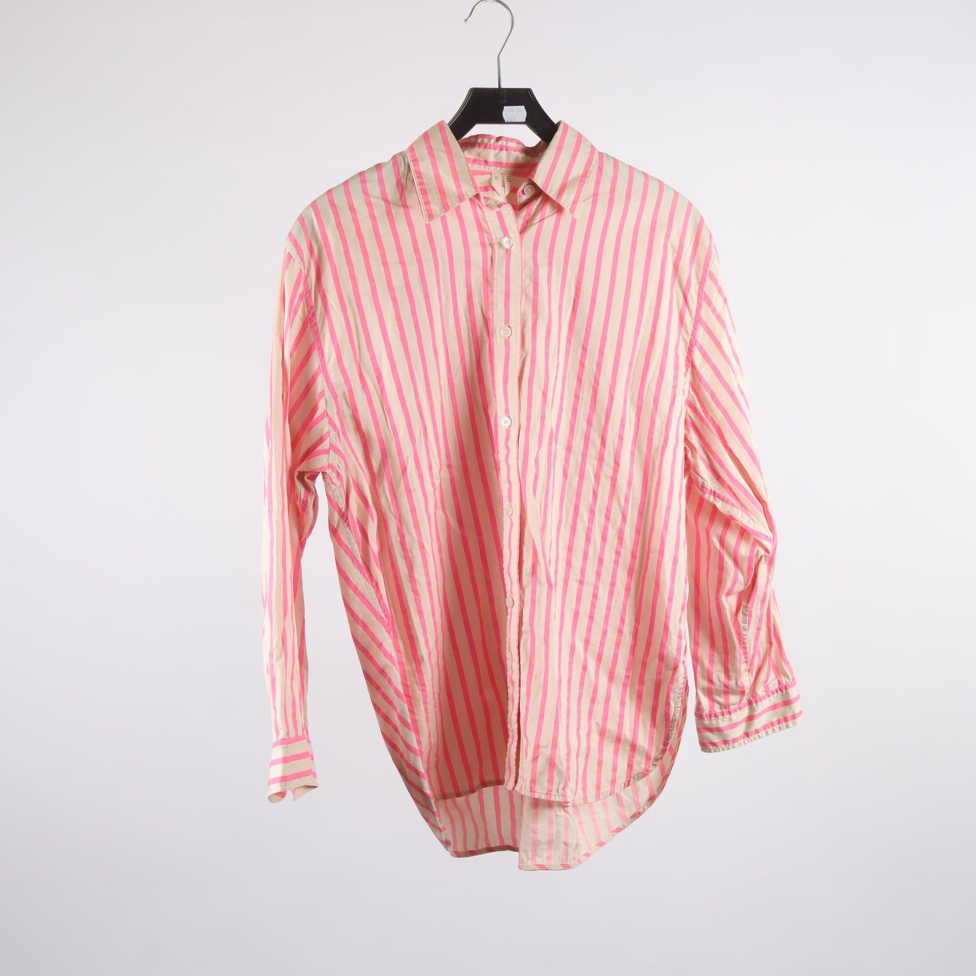 Blus, Arket, vit, rosa, randig, stl. 34.