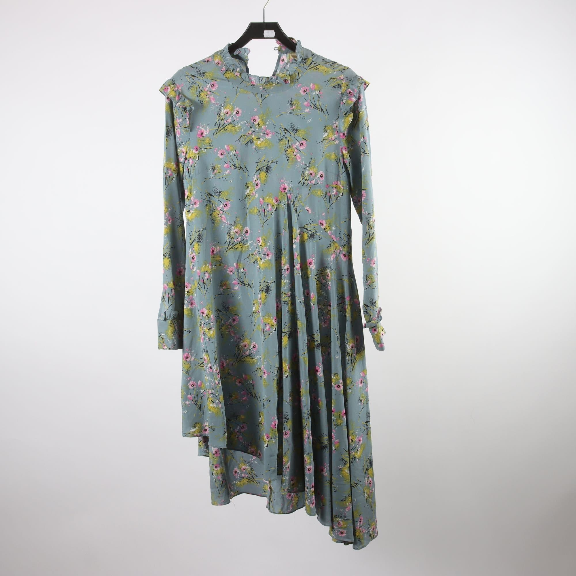 Klänning, Julie Fagerholt, blommig, grå, rosa, 93% silke, stl. 36.