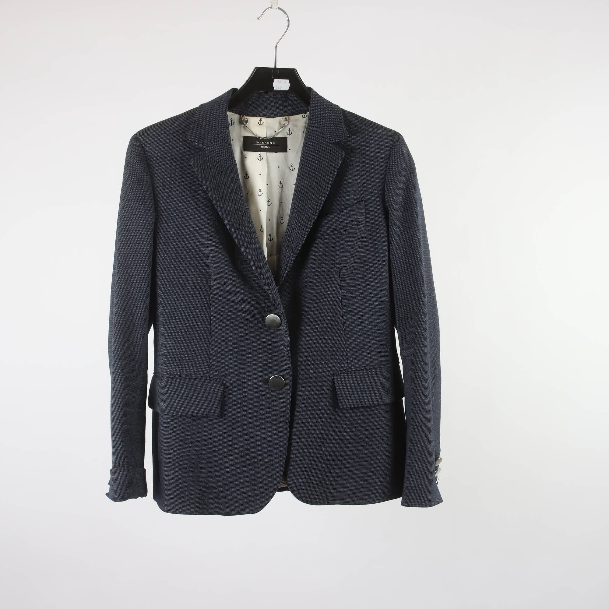 Kavaj, Weekend x MaxMara, blå, ull, stl. 36.