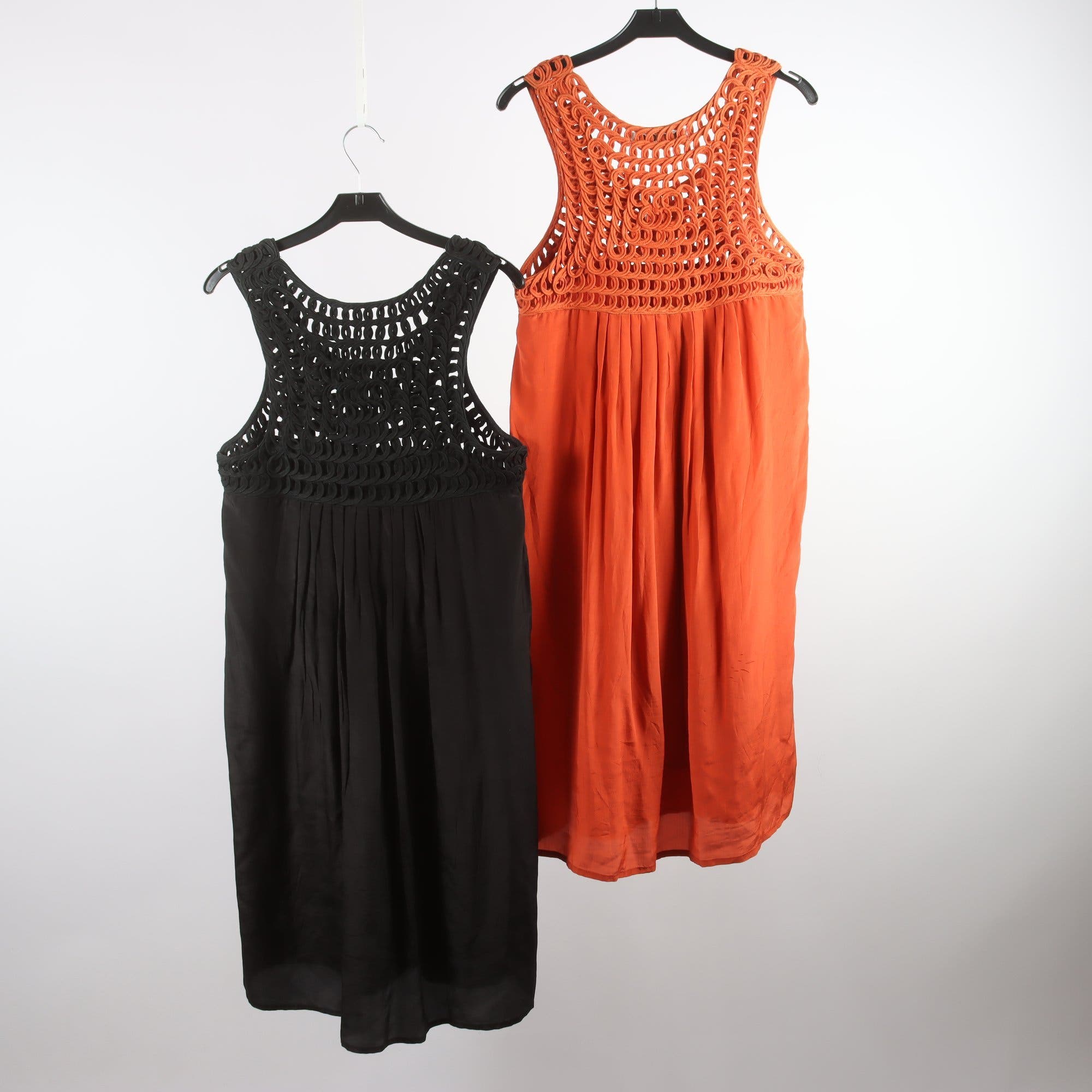 Klänning, 2-pack, Brittinger, svart, orange, 100% silke, stl. M.