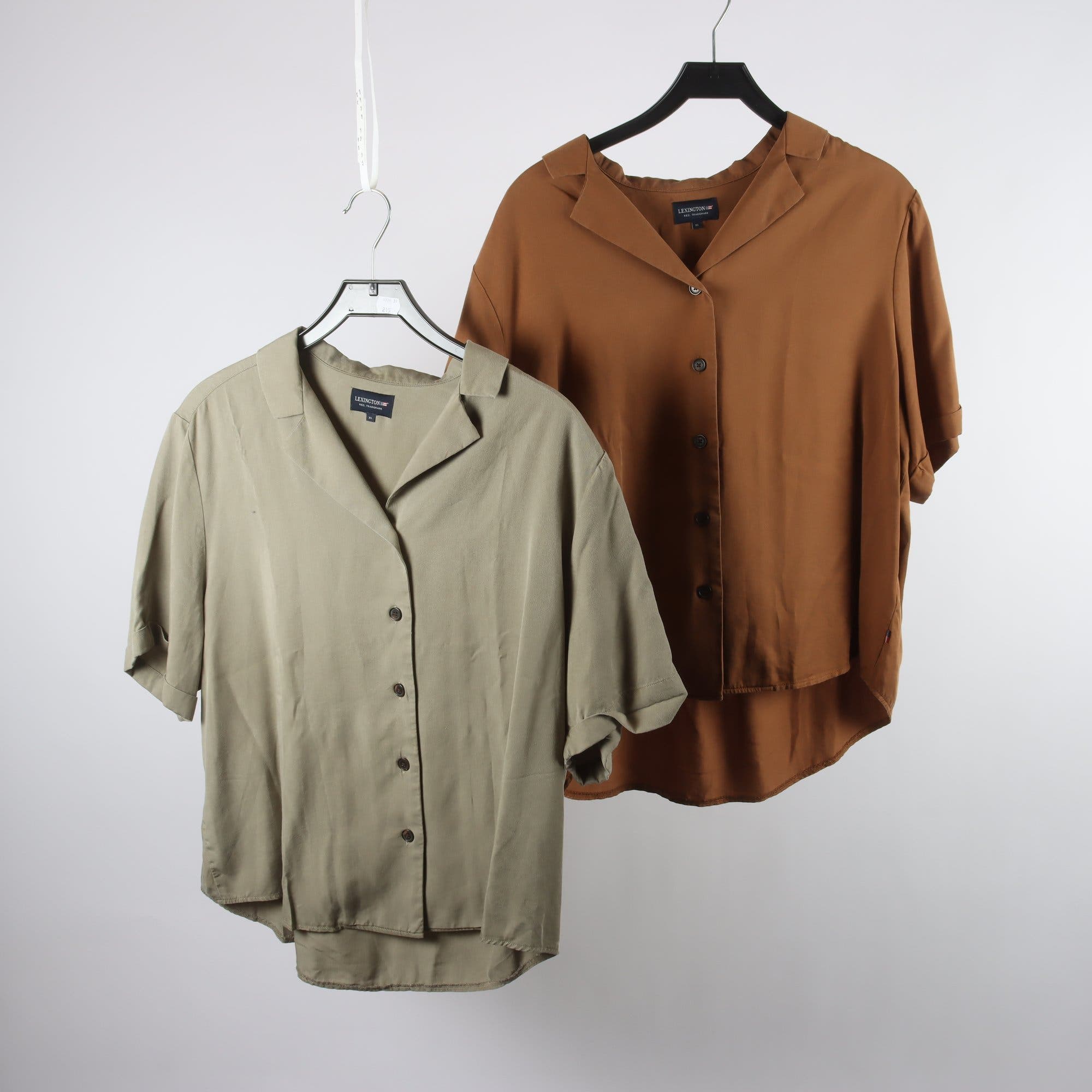 Blus/skjorta, 2-pack. Lexington, grön, brun, stl. XL