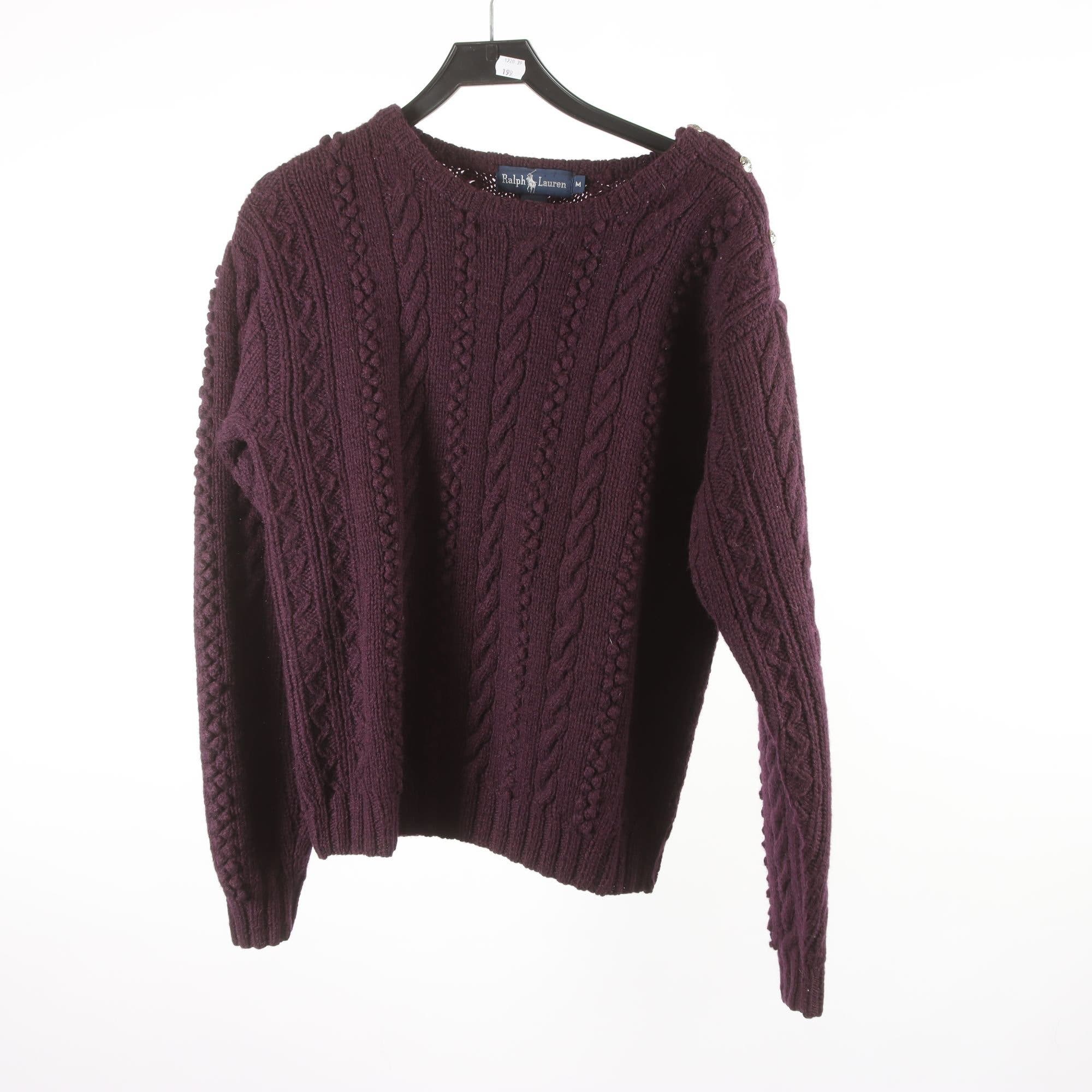 Tröja, Ralph Lauren, plommonlila, 100% ull, stl. M