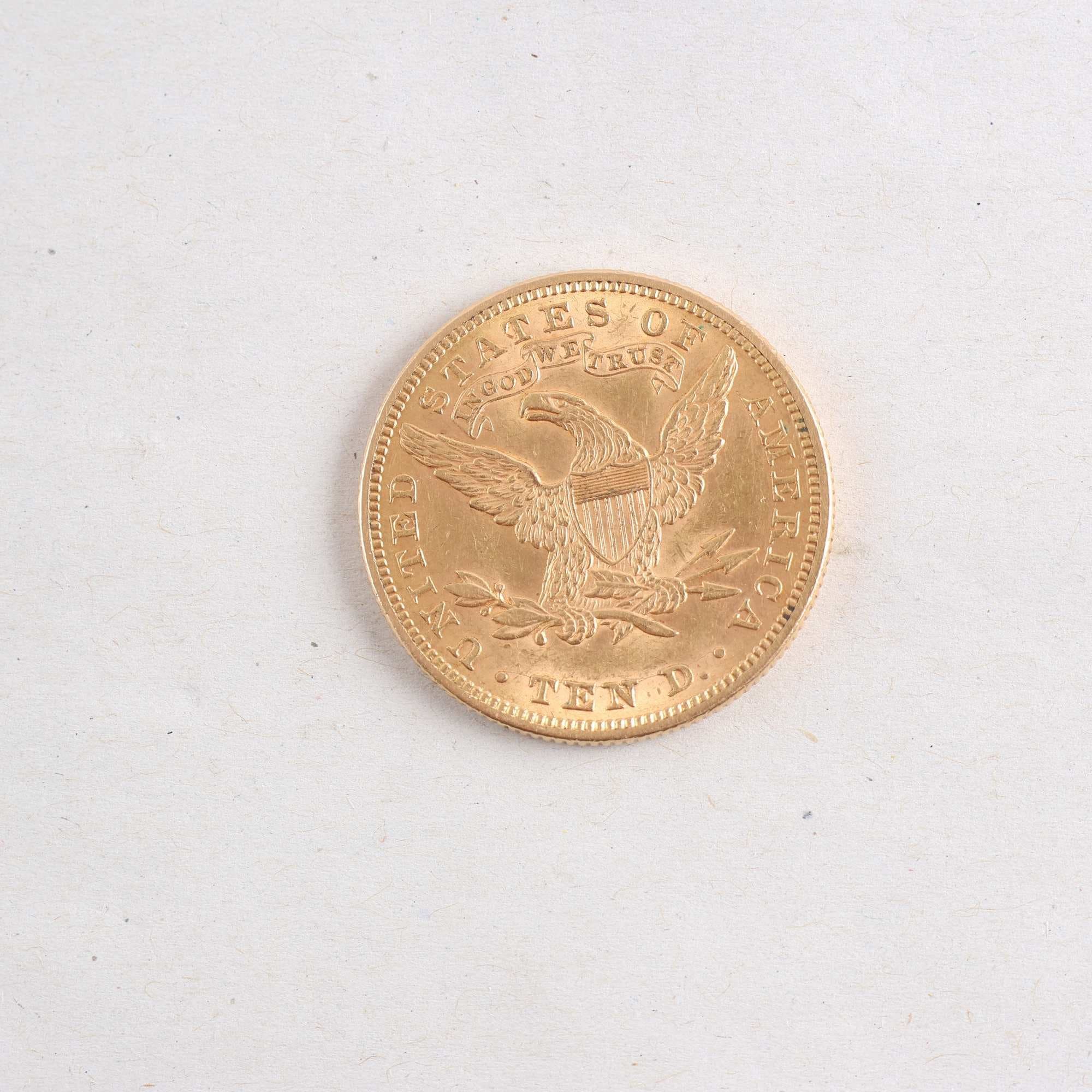 Minnesmynt, 10 dollar, 21,6 k guld, 1882