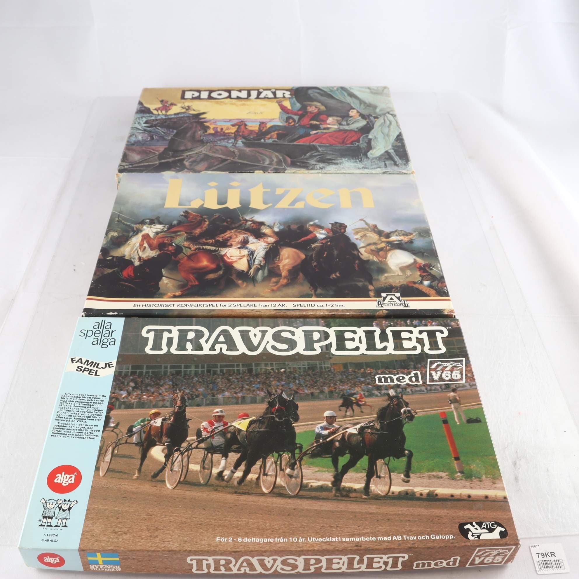 Spel, Pionjär, Lutzen, Travspelet, Alga, Äventyrsspel. Samfraktas ej.