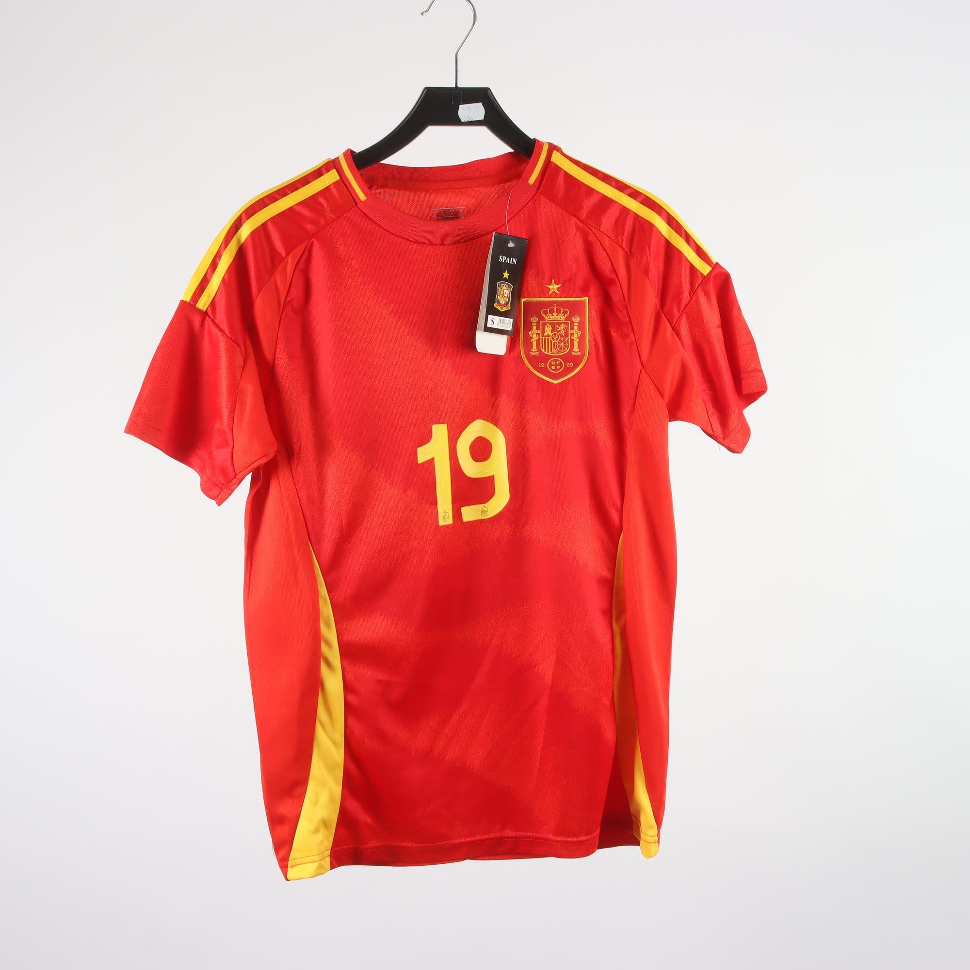 Fotbollströja, Spanien, röd, gul, stl. S.