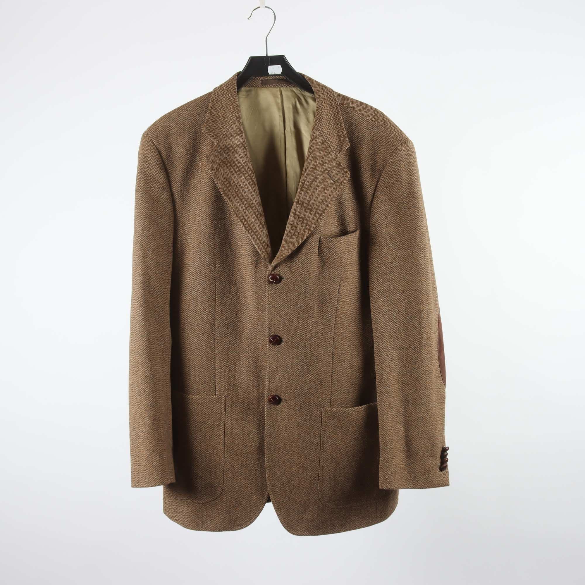 Kavaj, Massimo Dutti, brun, mönstrad, 100% ull, stl. 52.