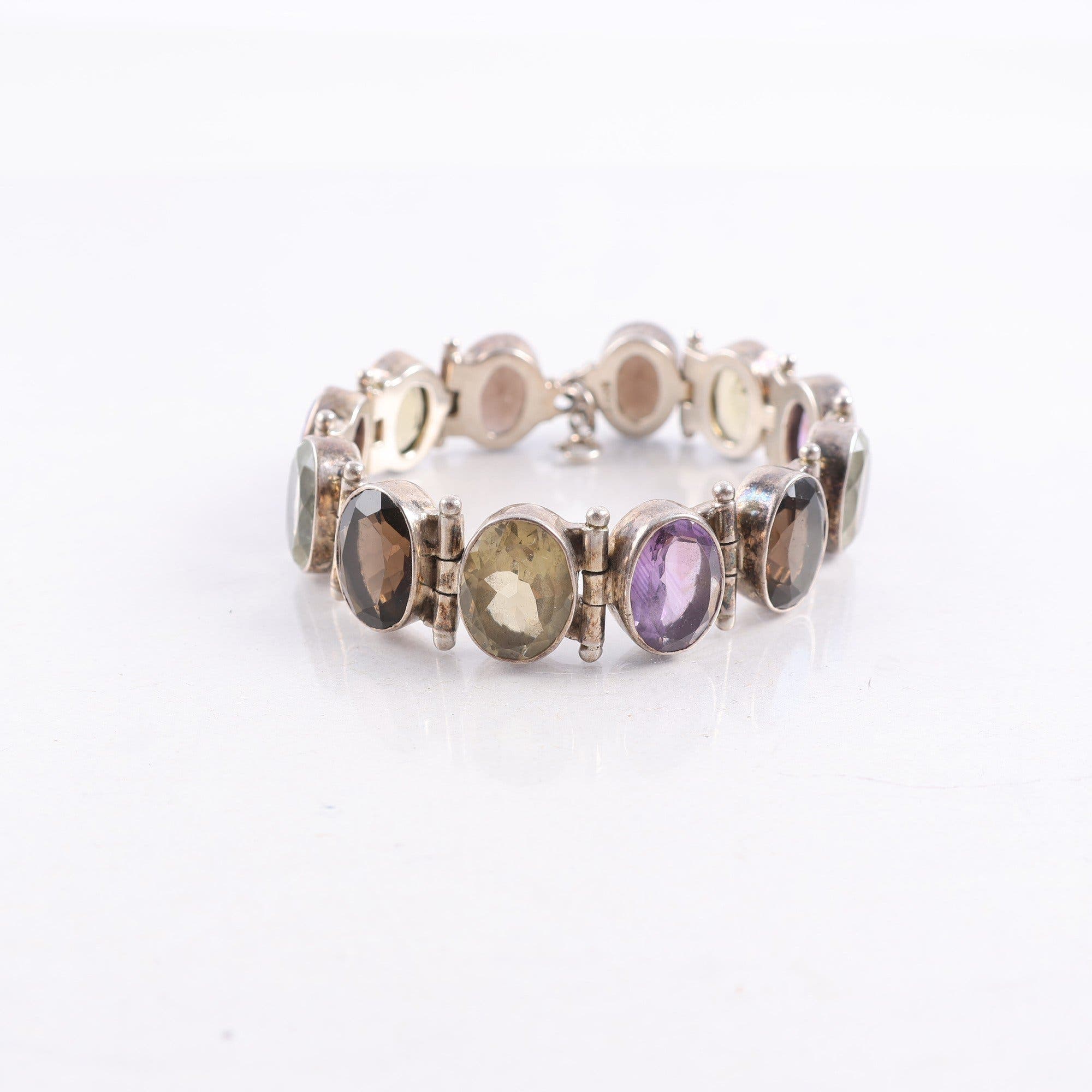 Armband, silver 925, slipat glas