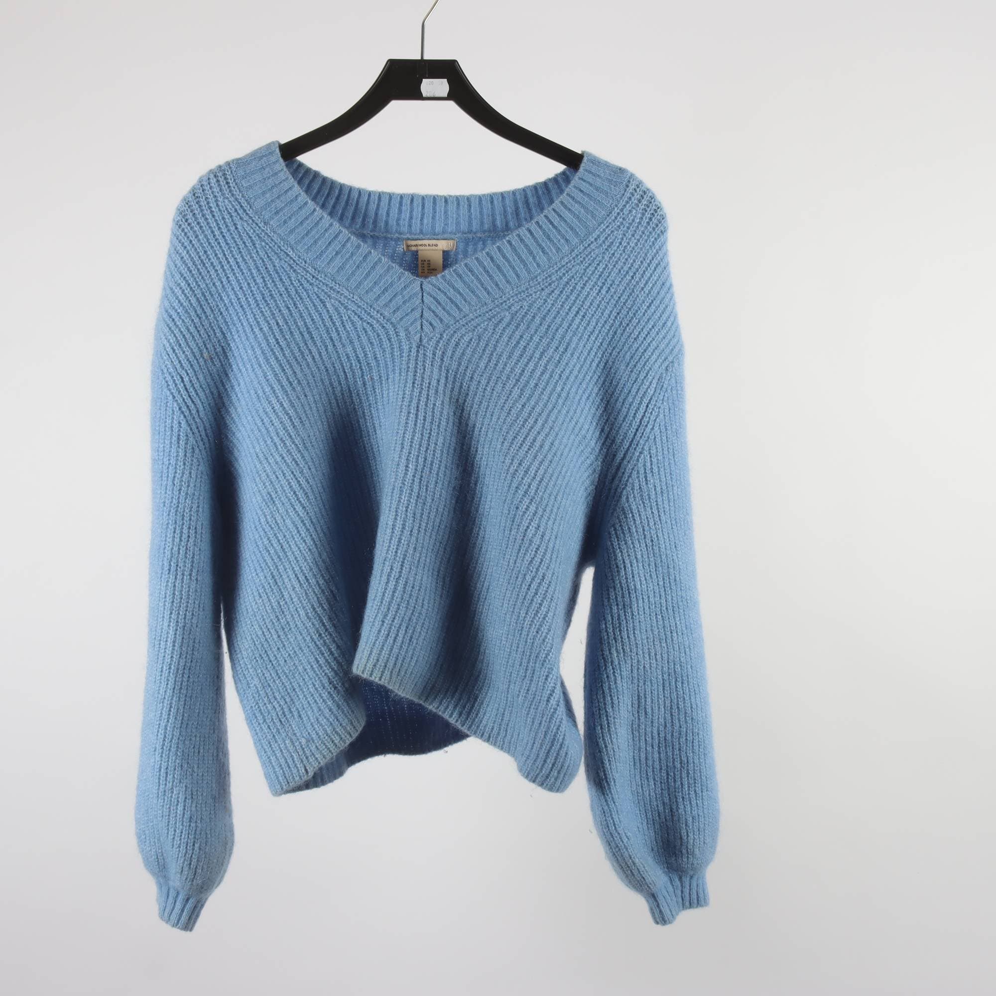 Tröja, H&M, blå, ull, mohair, stl. XS.
