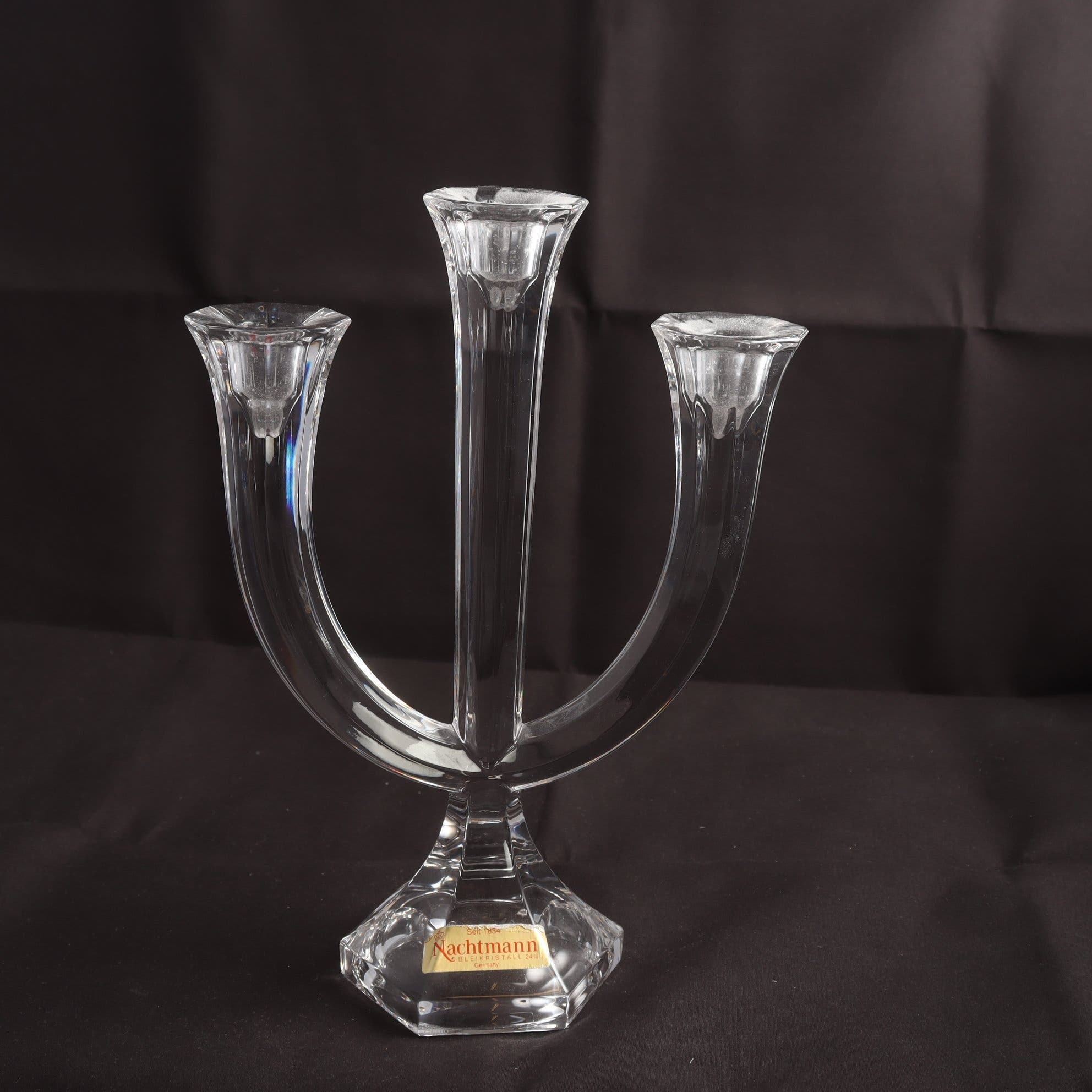 Kandelaber, glas, trearmad, Nachtmann, etikettmärkt. Samfraktas ej.