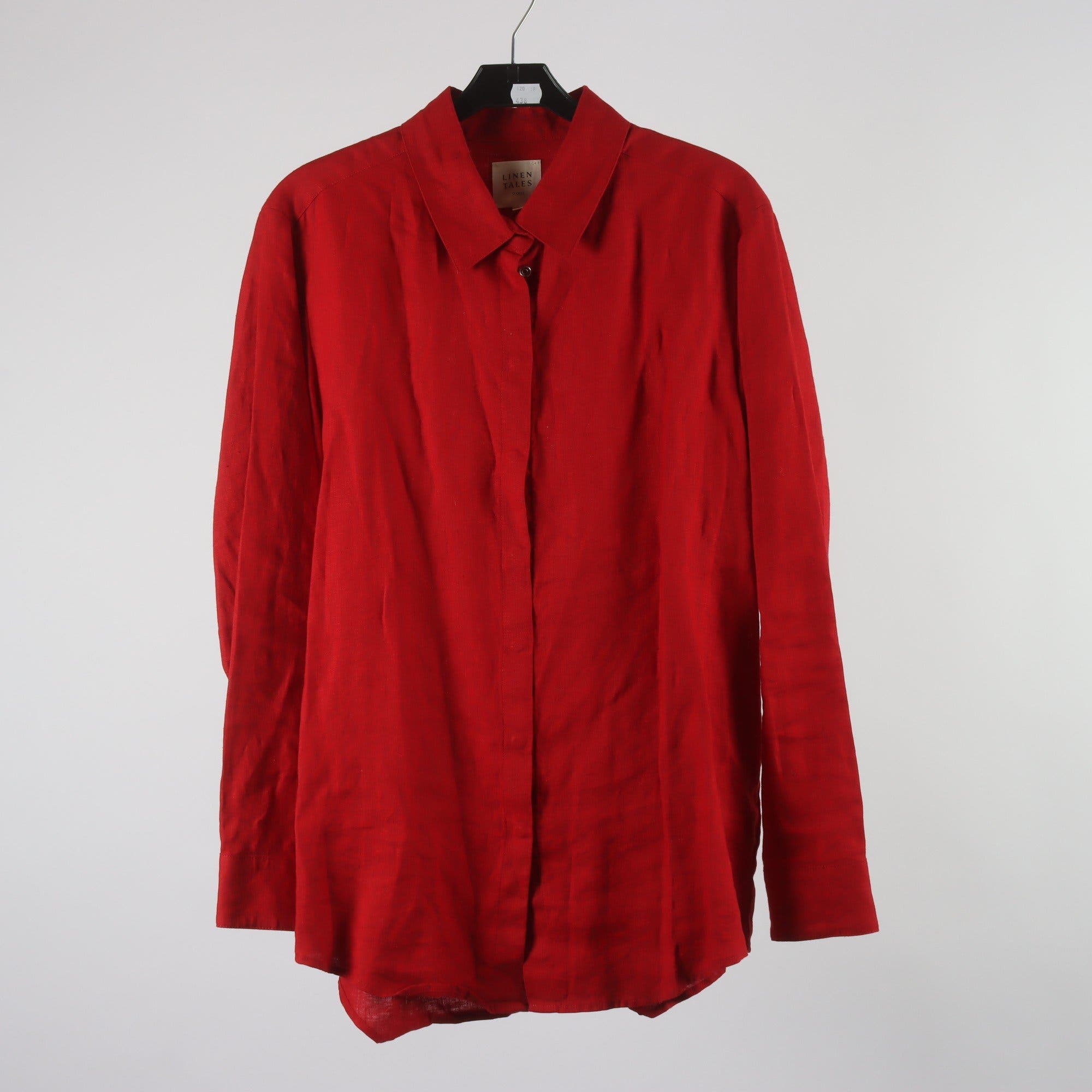 Blus, Linen Tales Closet, röd, 100% lin, stl. L.