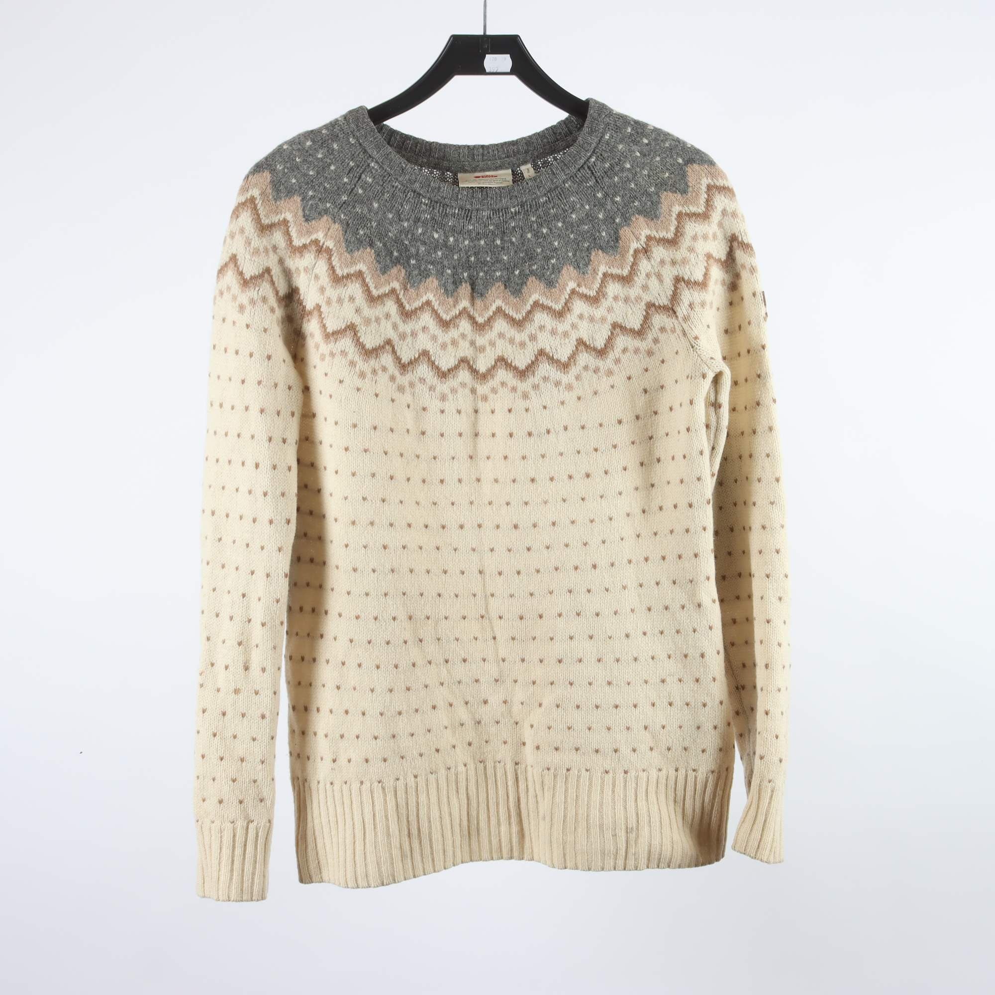 Tröja, Fjällräven, beige, grå, 100% ull, stl. L.