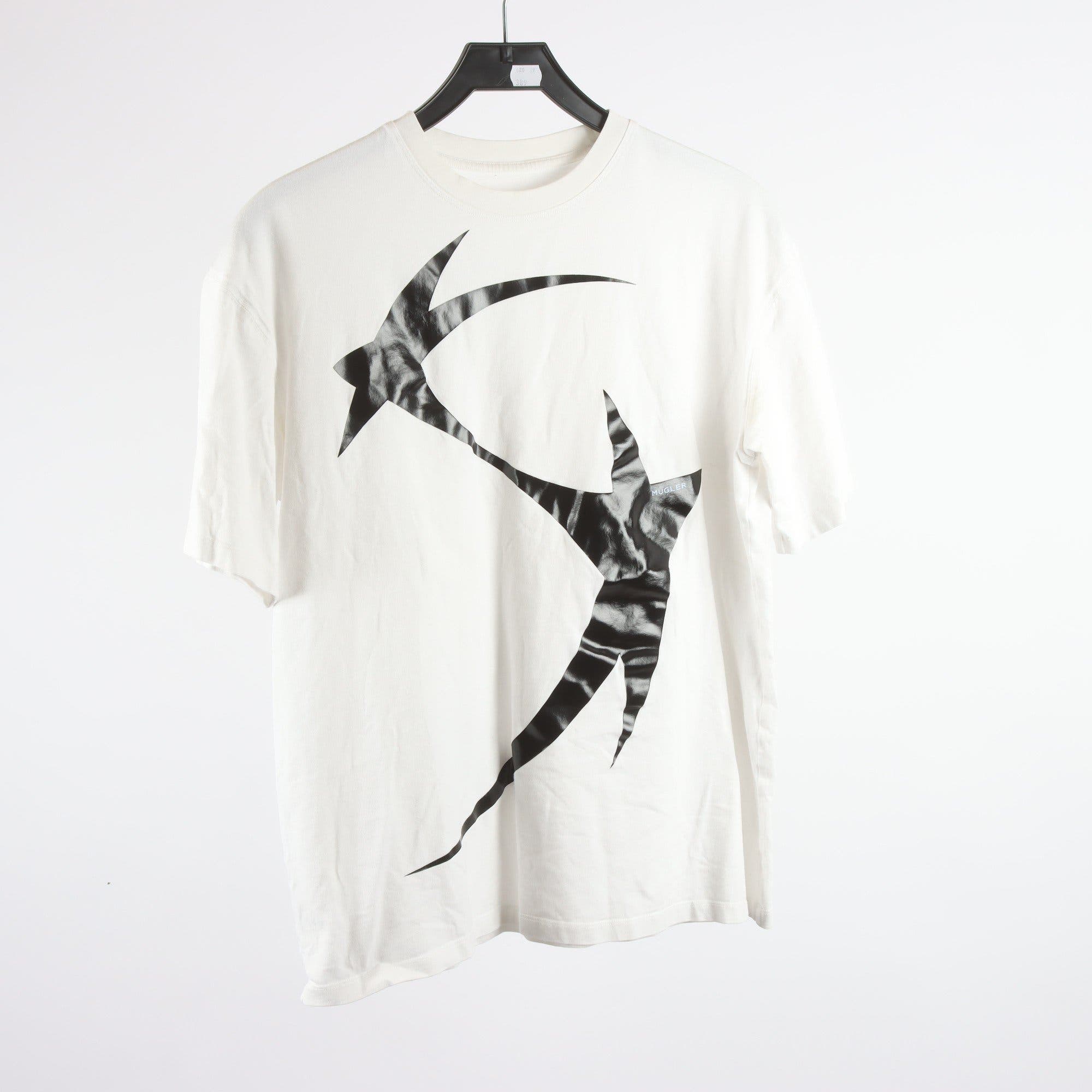 T-shirt, Mugler, vit, svart, oversize, stl. S.
